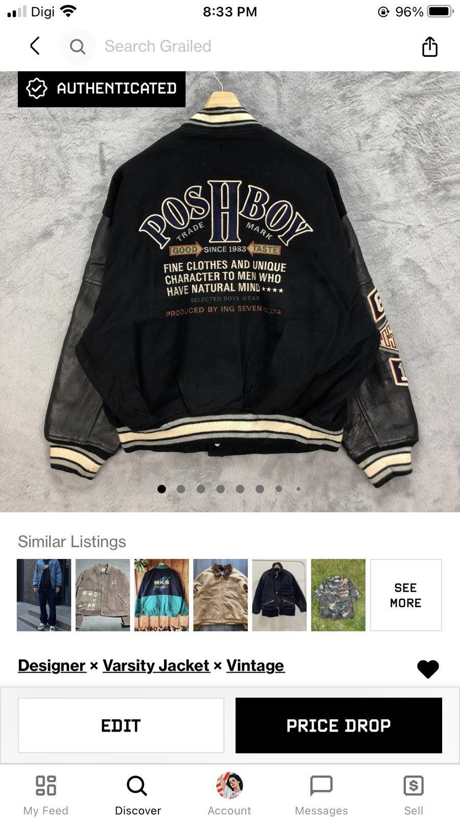 Vintage RARE🔥 POSH BOY by TAKAHIRO OKAWA VARSITY JACKET #4919-36 Size US XXL / EU 58 / 5 - 15 Thumbnail
