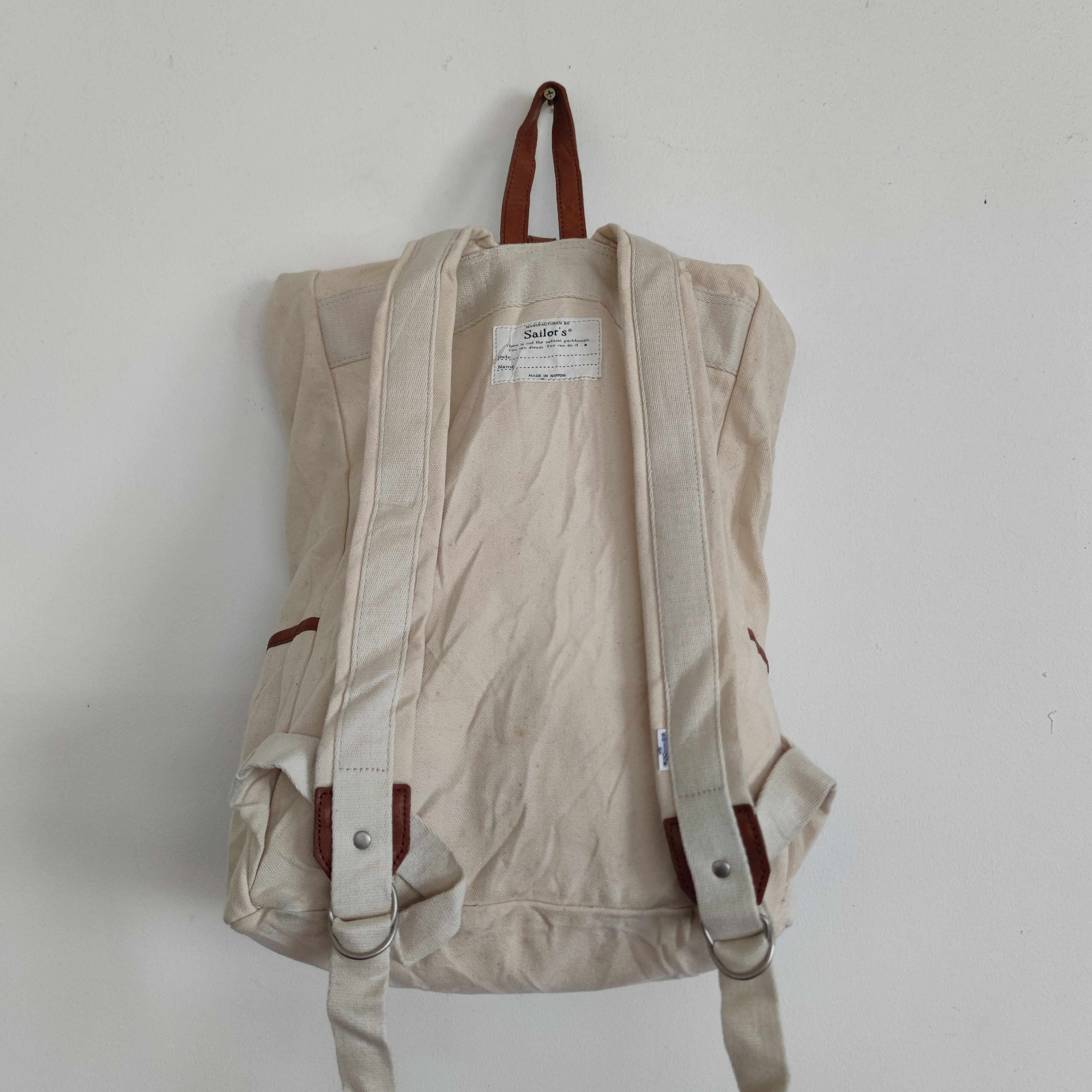 Japanese Brand MANUFACTURED BY SAILOR'S CANVAS WITH LEATHER TRIM BACKPACK Size ONE SIZE - 4 Thumbnail