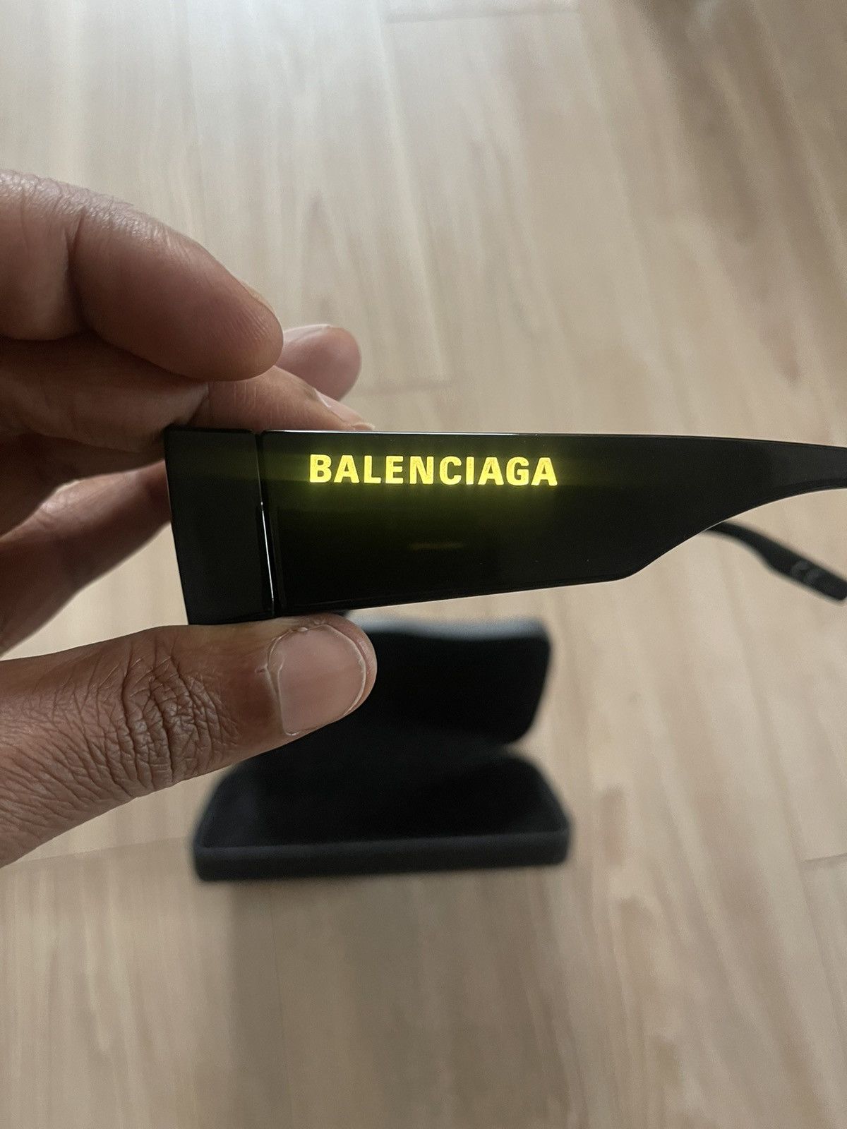 image of Balenciaga Led Frame Sunglasses in Black, Men's