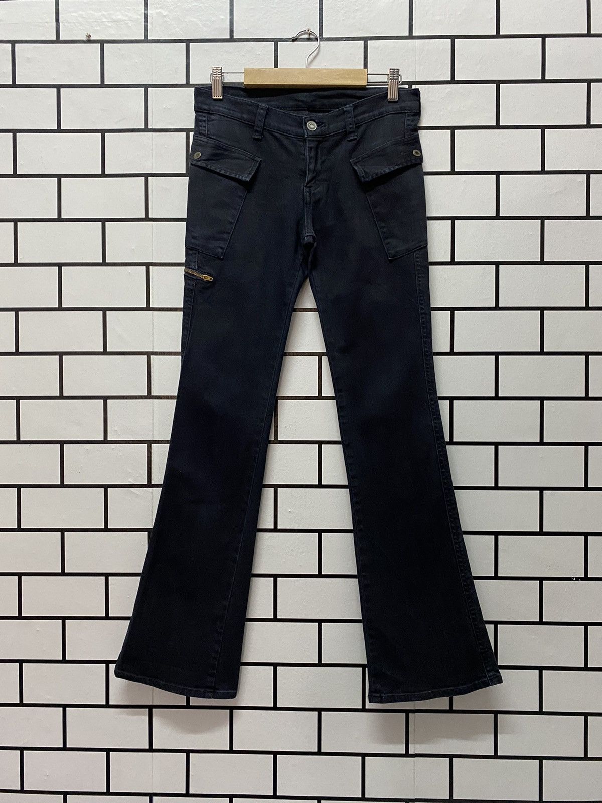 image of John Bull x Vintage Johnbull Cargo Bush Flare Fit Pants Low Rise in Black, Men's (Size 28)