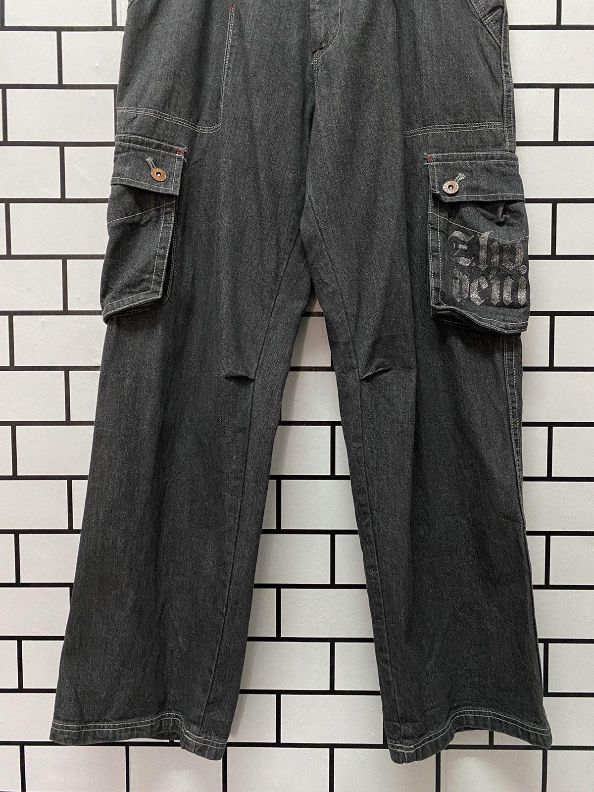Japanese Brand Vintage Hobo Denim Cargo Pants Baggy Casual Workwear l Size US 33 - 3 Thumbnail