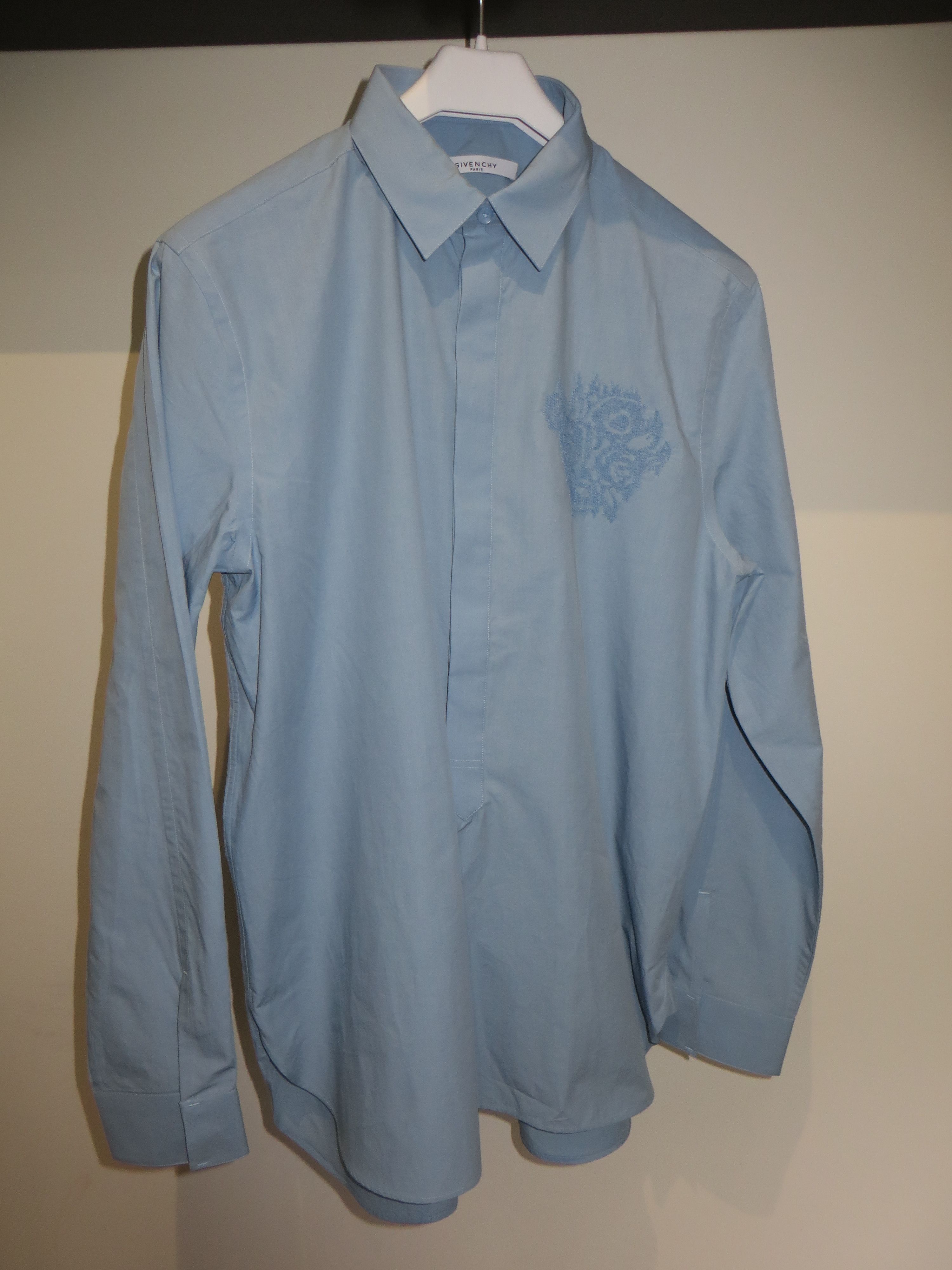 image of Givenchy Embroidered Strass Shirt in Blue, Men's (Size XL)