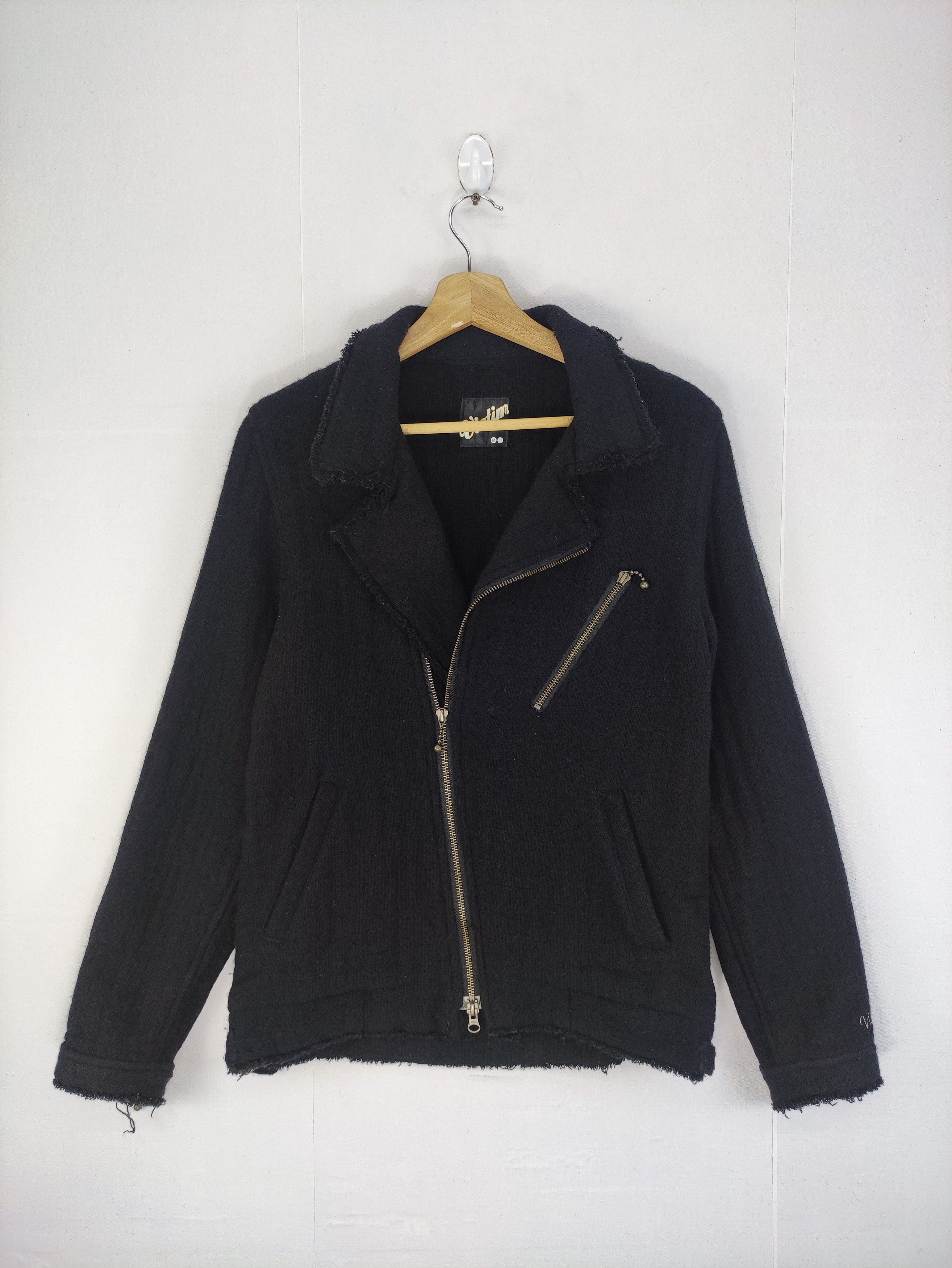 image of Vintage Victim Wool Motorcycle Style Jacket Zipper in Black, Women's (Size Small)