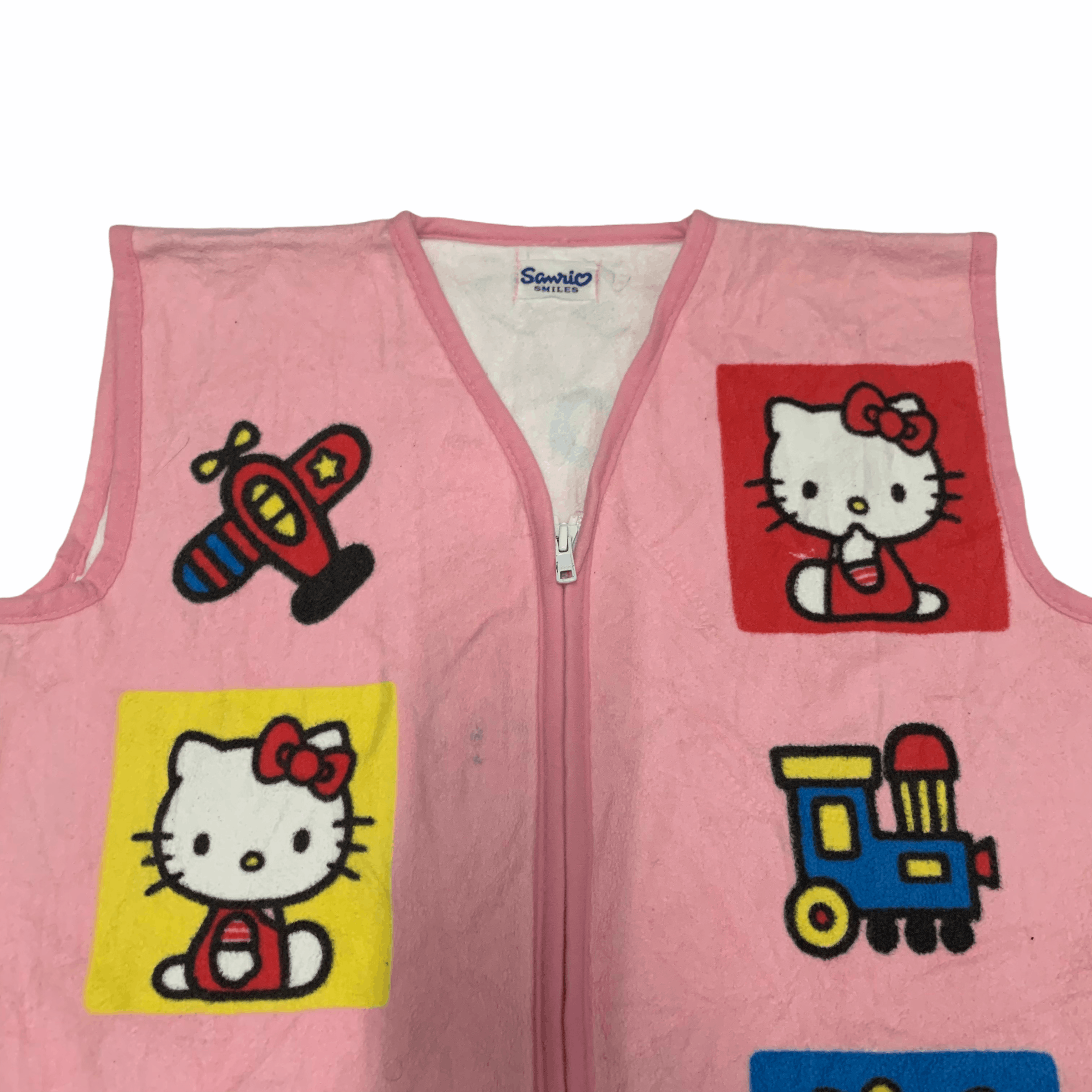 Anime Y2K Hello Kitty Big Logo Pink Fleece Vest #2901-111 Size US S / EU 44-46 / 1 - 4 Thumbnail