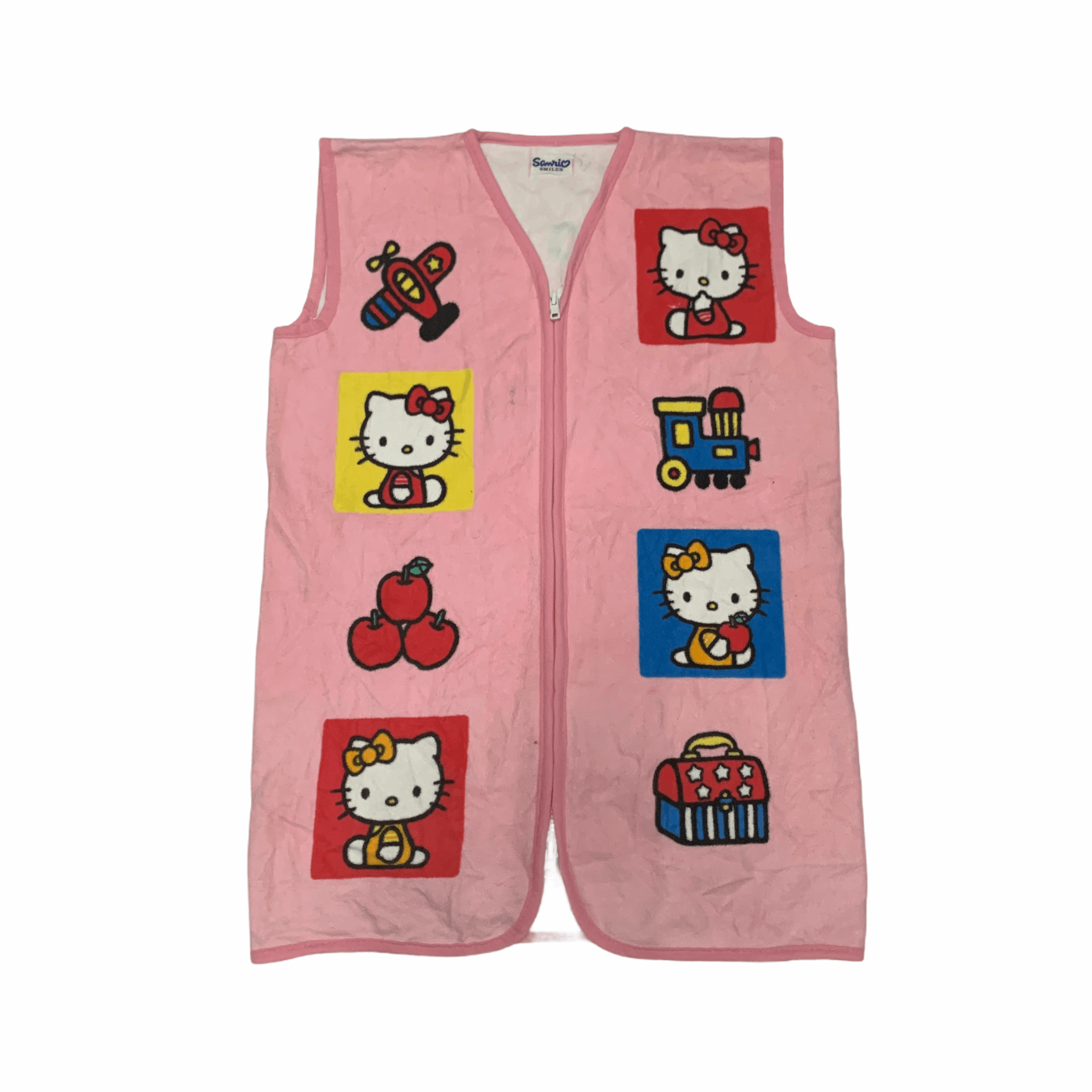 Anime Y2K Hello Kitty Big Logo Pink Fleece Vest #2901-111 Size US S / EU 44-46 / 1 - 3 Thumbnail