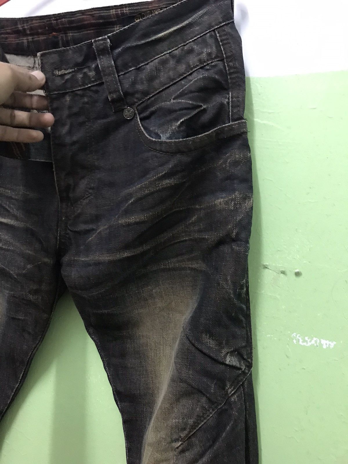 Japanese Brand Vintage Faded Black Jeans with Distressed Wash Effect Size US 31 - 4 Thumbnail