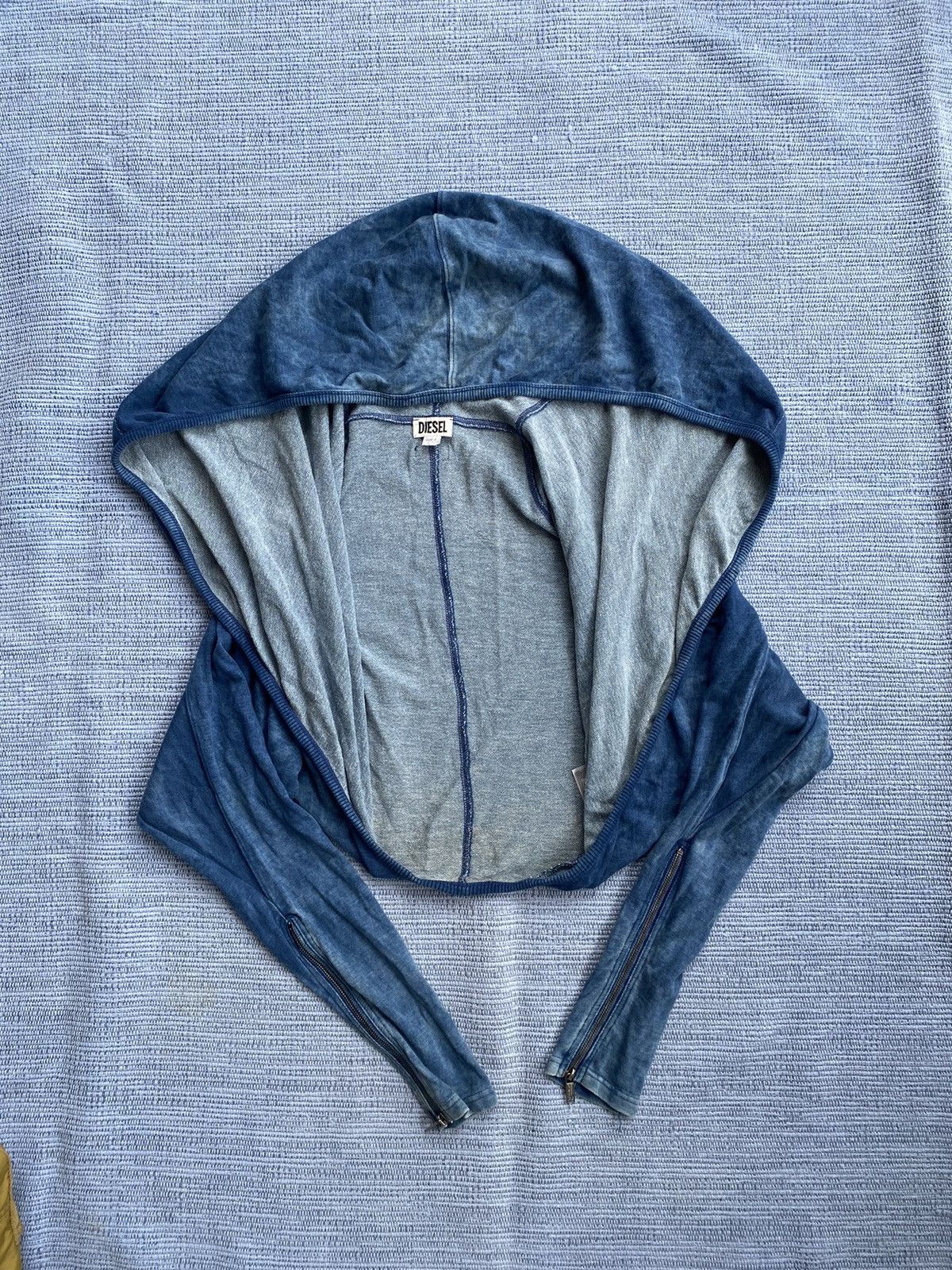 image of Diesel x Vintage Oversized Cropped Hoodie Cardigan in Blue, Women's (Size Small)