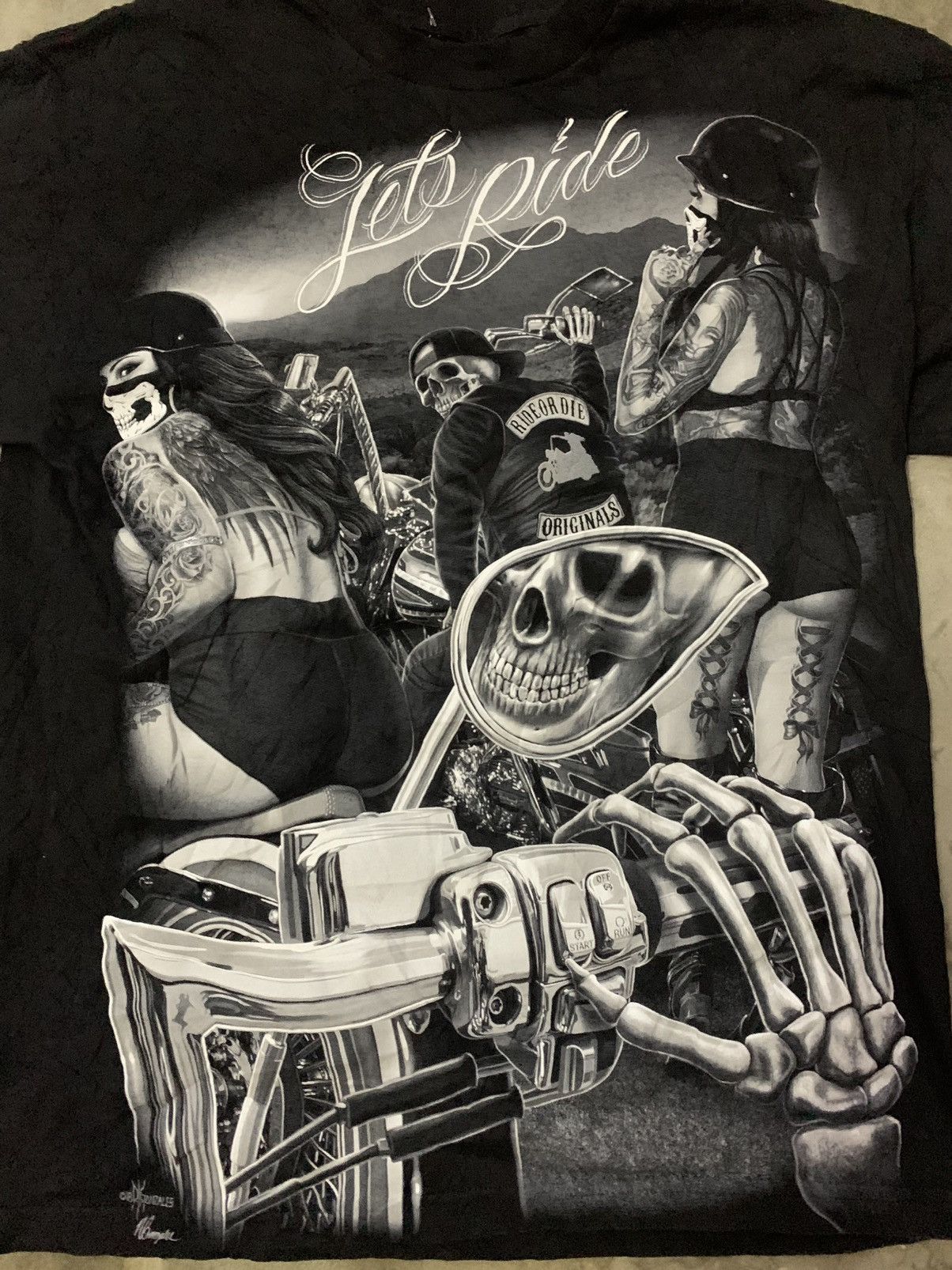 Affliction Nice Graphics Overprint Ride To Die T Shirt Size US M / EU 48-50 / 2 - 3 Thumbnail