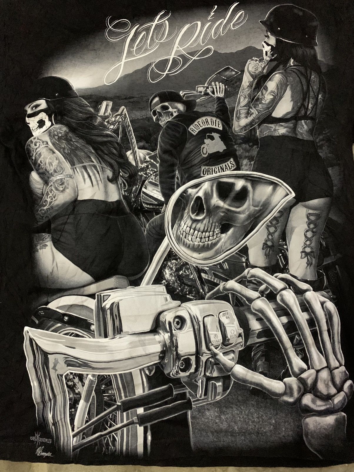 Affliction Nice Graphics Overprint Ride To Die T Shirt Size US M / EU 48-50 / 2 - 5 Thumbnail