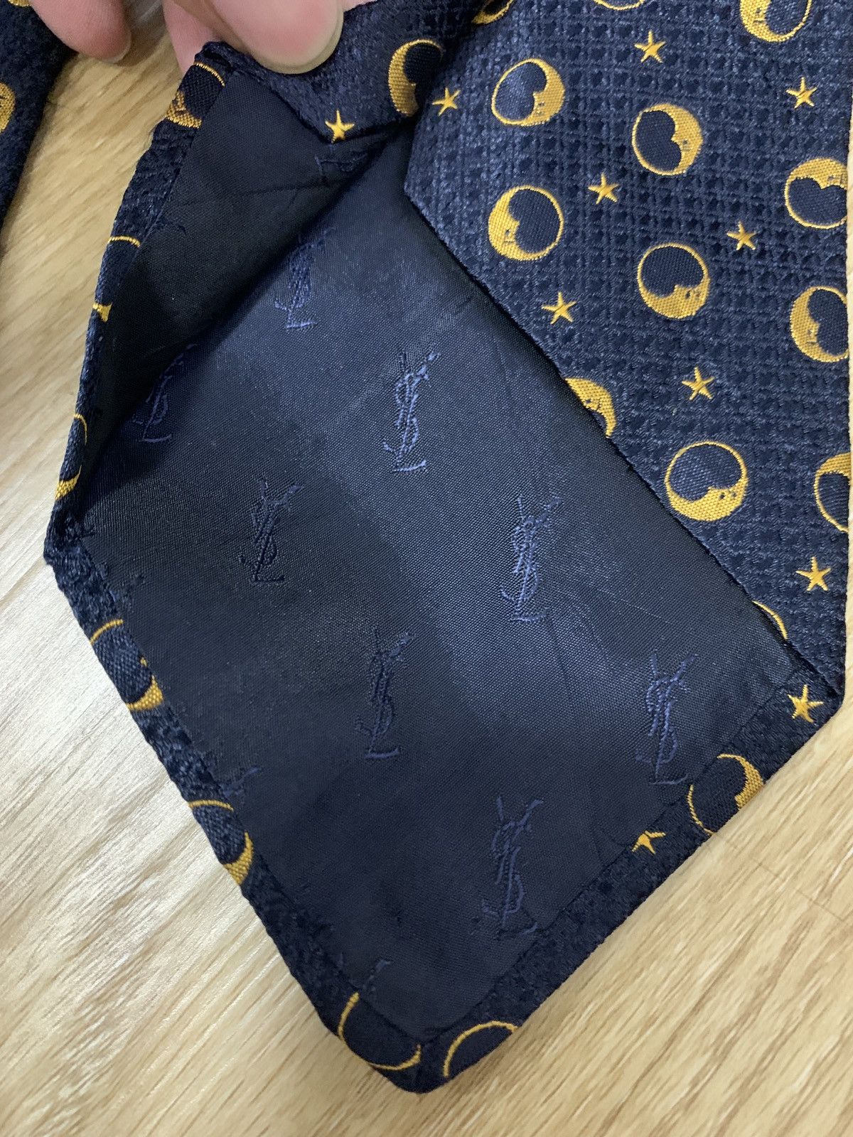 Saint Laurent Paris × Yves Saint Laurent YSL Yves Saint Laurent Moon Star Printed Desing Tie Size ONE SIZE - 9 Thumbnail