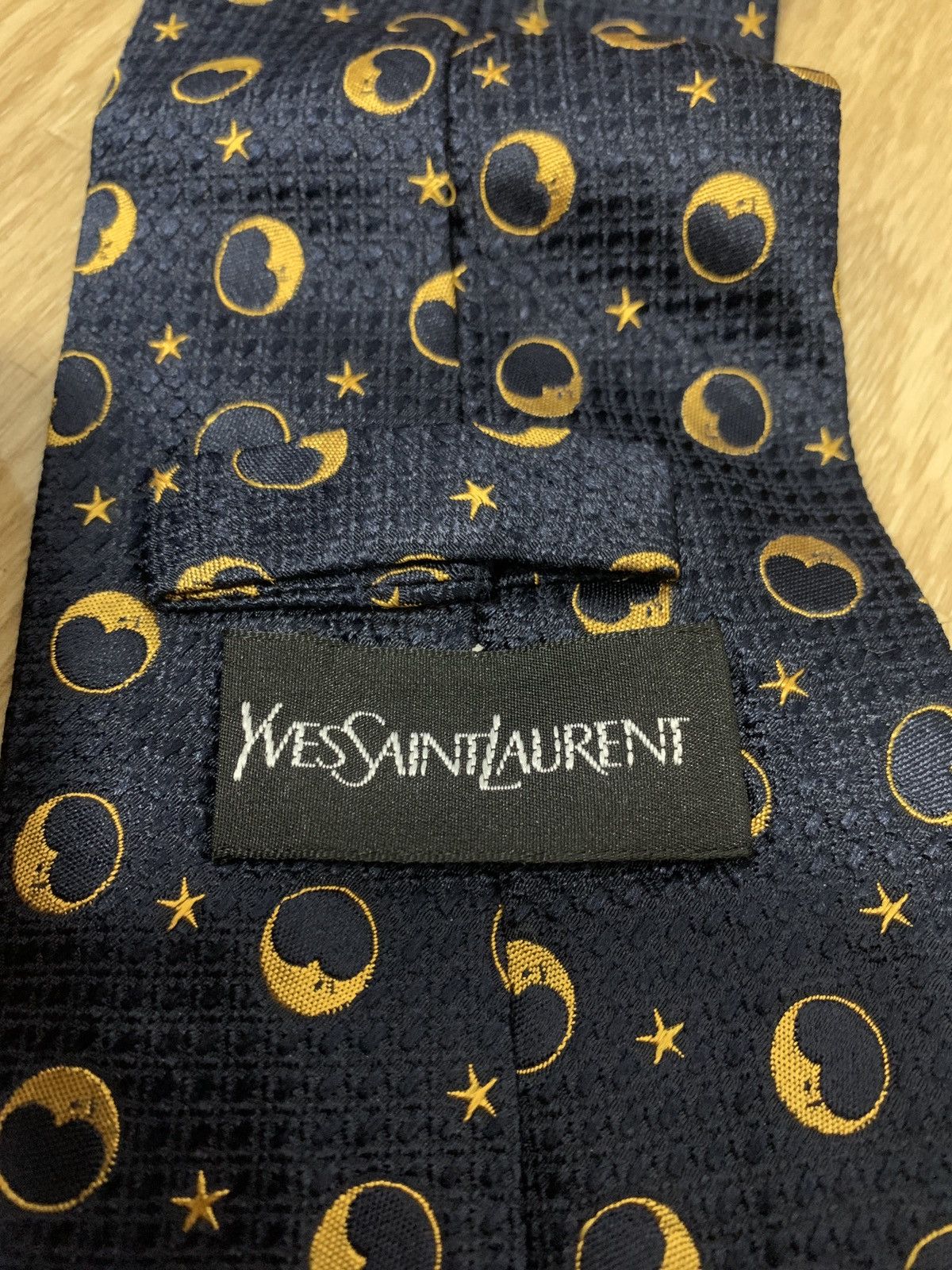 Saint Laurent Paris × Yves Saint Laurent YSL Yves Saint Laurent Moon Star Printed Desing Tie Size ONE SIZE - 5 Thumbnail