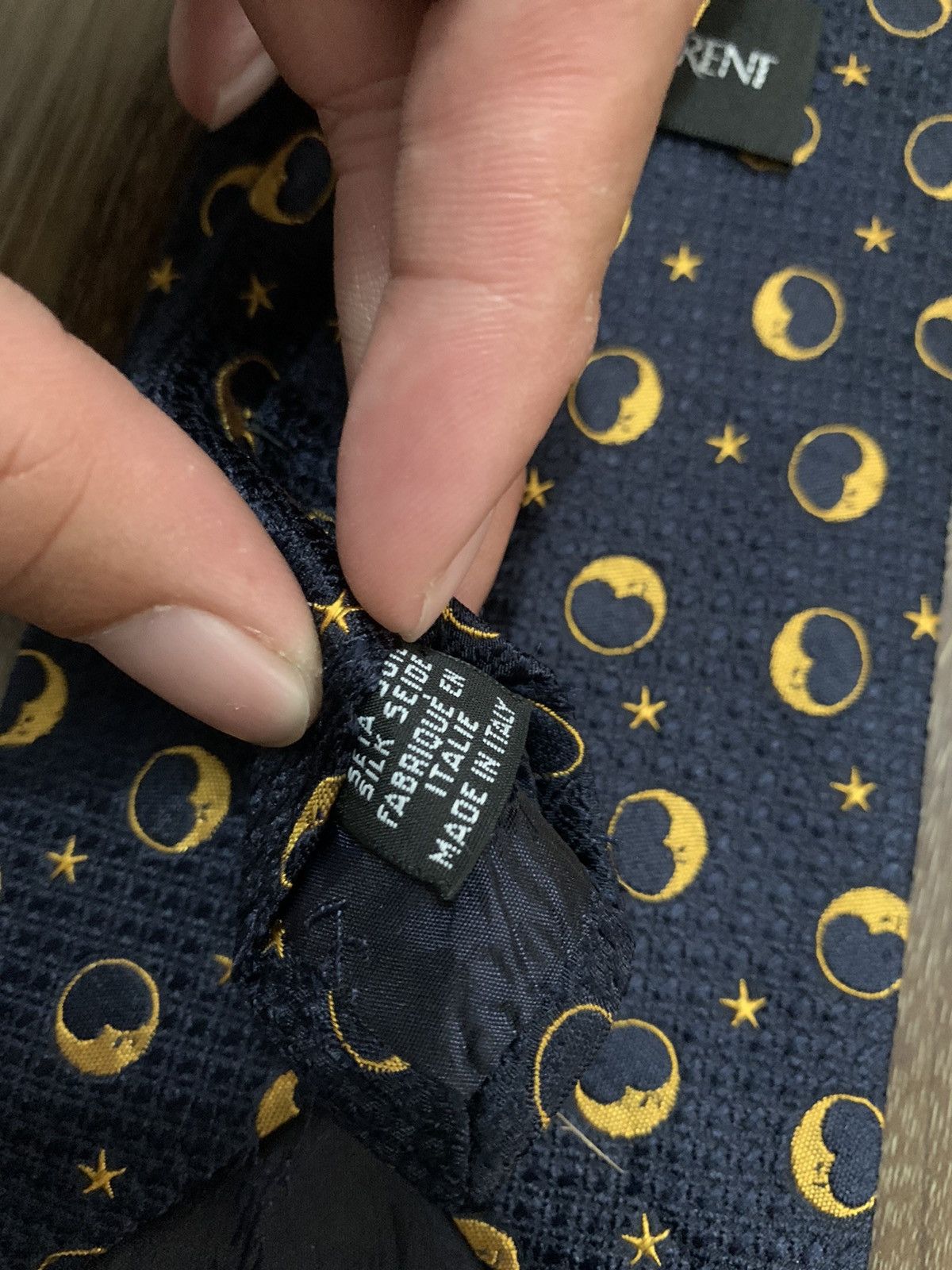 Saint Laurent Paris × Yves Saint Laurent YSL Yves Saint Laurent Moon Star Printed Desing Tie Size ONE SIZE - 3 Thumbnail