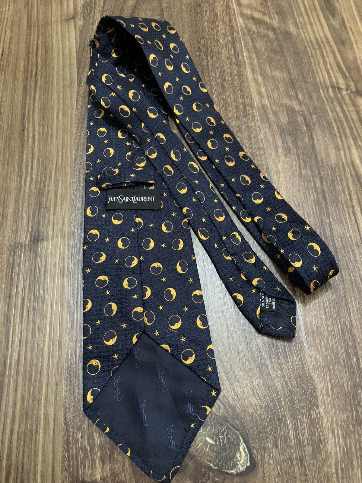Saint Laurent Paris × Yves Saint Laurent YSL Yves Saint Laurent Moon Star Printed Desing Tie Size ONE SIZE - 2 Thumbnail