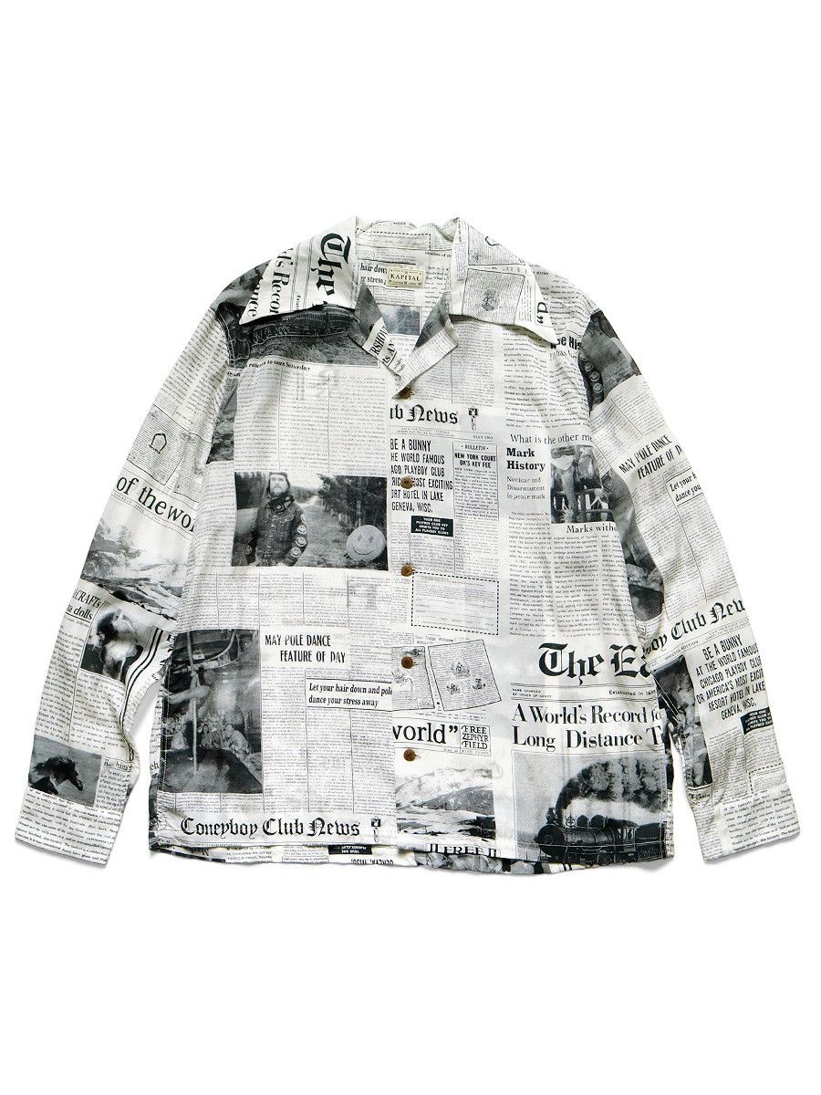 Kapital Kapital Silk rayon gypsy news paper open collar shirt Size US L / EU 52-54 / 3 - 10 Thumbnail