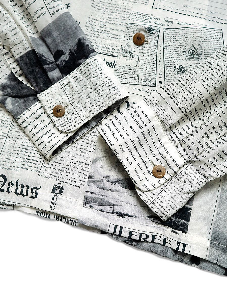 Kapital Kapital Silk rayon gypsy news paper open collar shirt Size US L / EU 52-54 / 3 - 6 Thumbnail