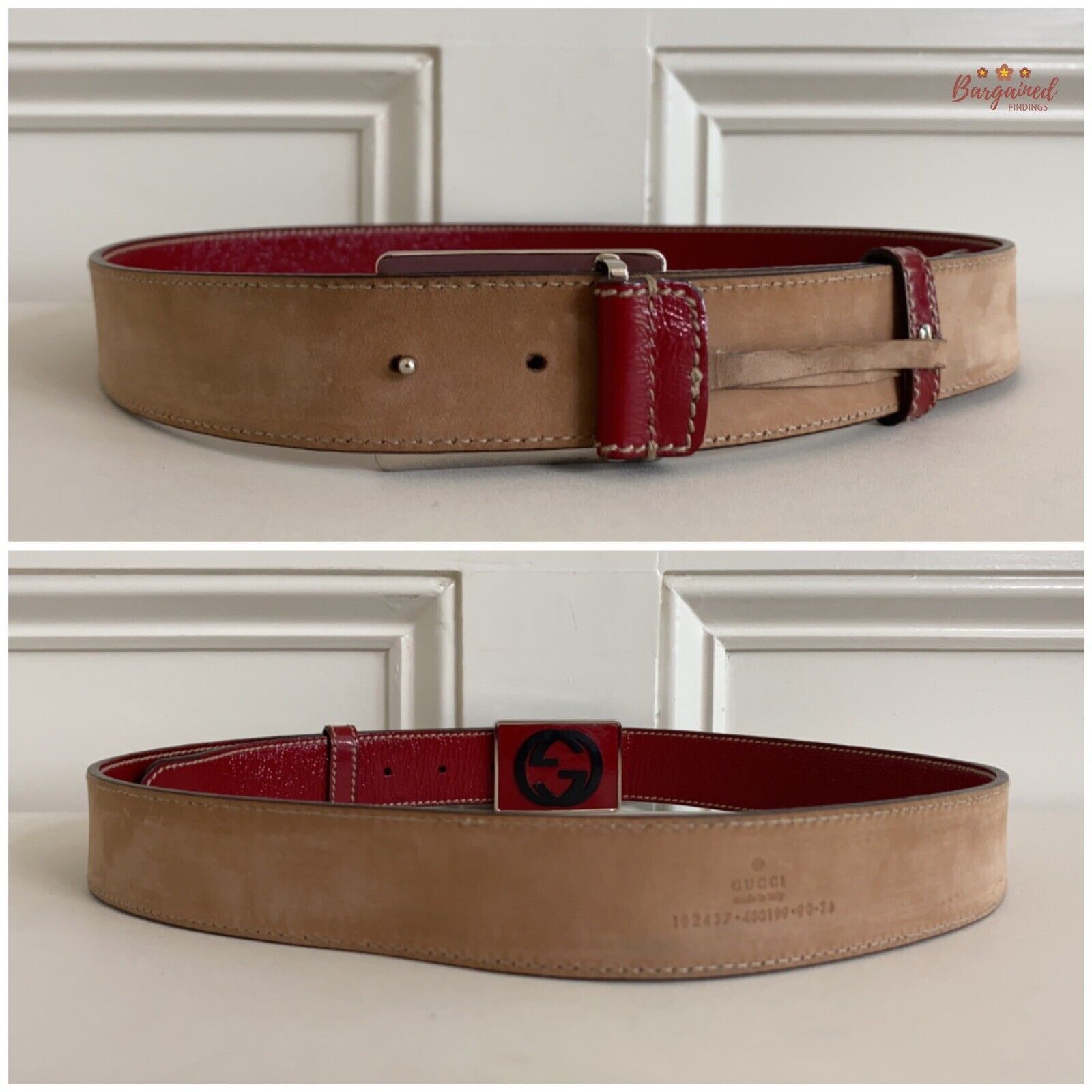 Gucci GUCCI Red Patent Leather Interlocking G Plaque Buckle Belt Size 32 - 5 Thumbnail