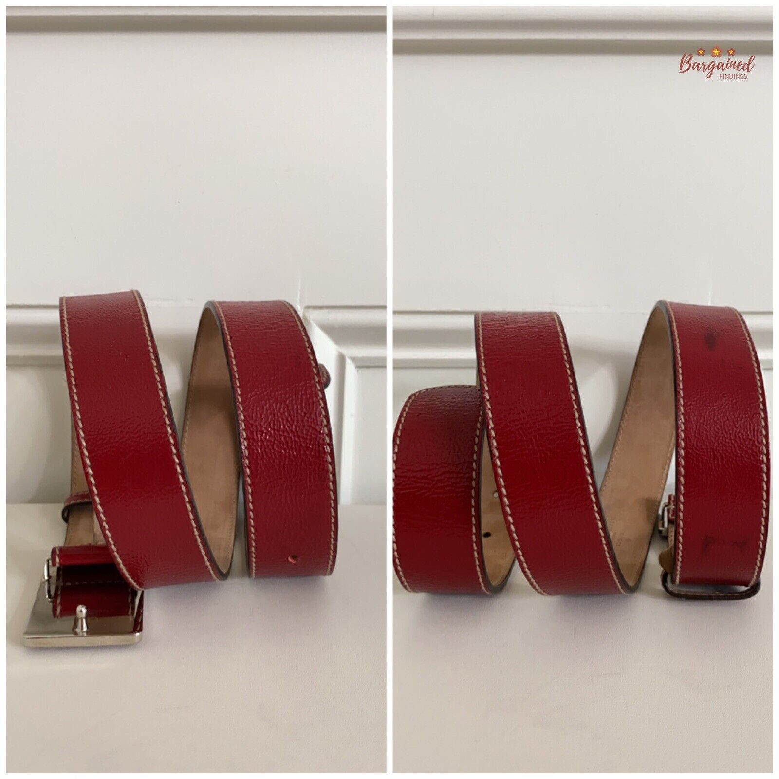 Gucci GUCCI Red Patent Leather Interlocking G Plaque Buckle Belt Size 32 - 7 Thumbnail