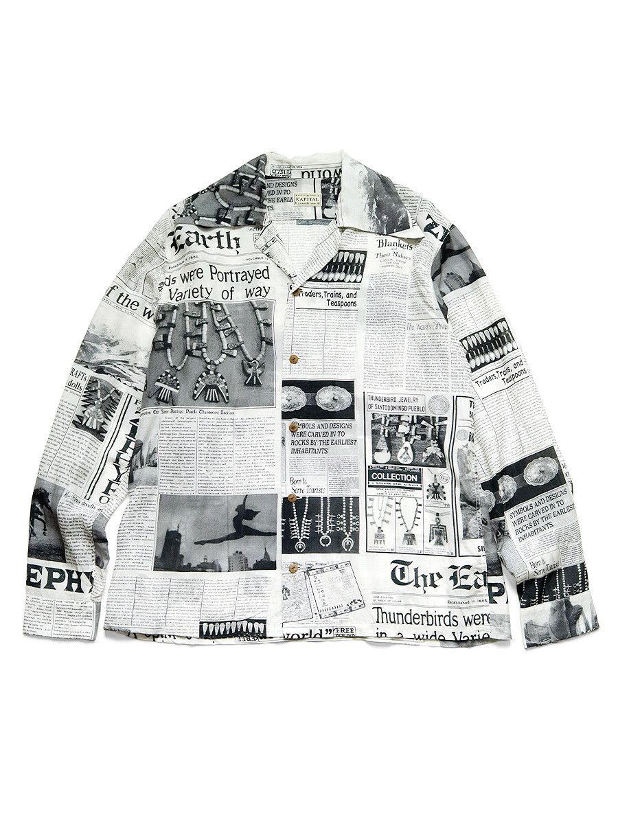 Kapital Silk rayon pueblo news paper open collar shirt