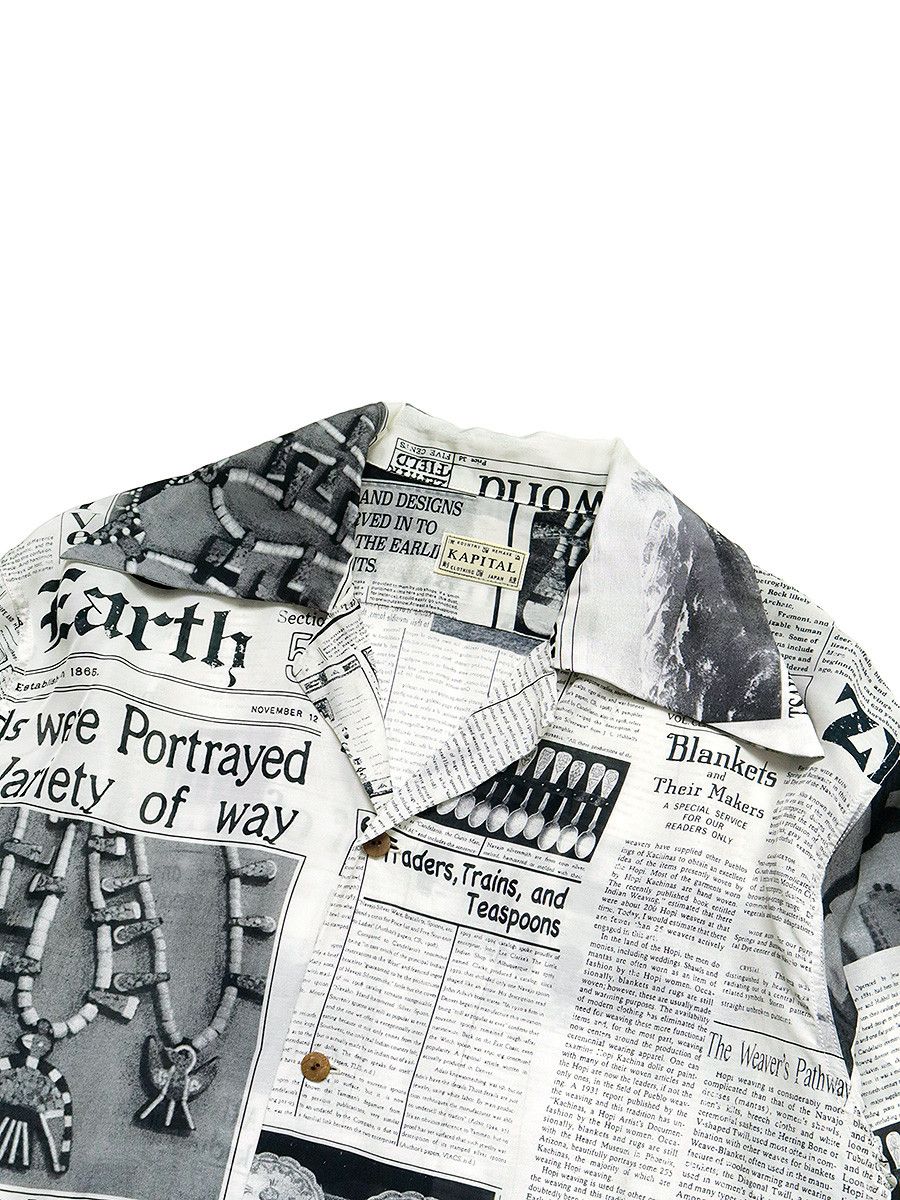 Kapital Silk rayon pueblo news paper open collar shirt