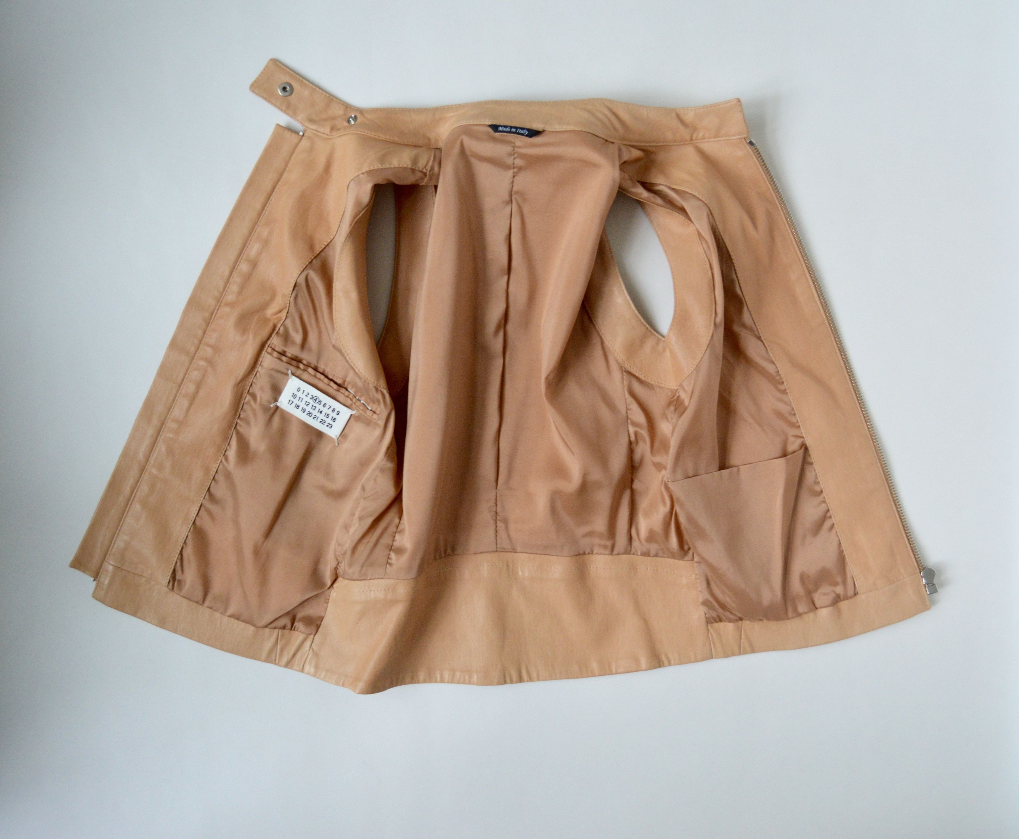 Maison Margiela S/S 13 Beige Leather ‘5 Zip’ Biker Vest Size S / US 4 / IT 40 - 6 Thumbnail