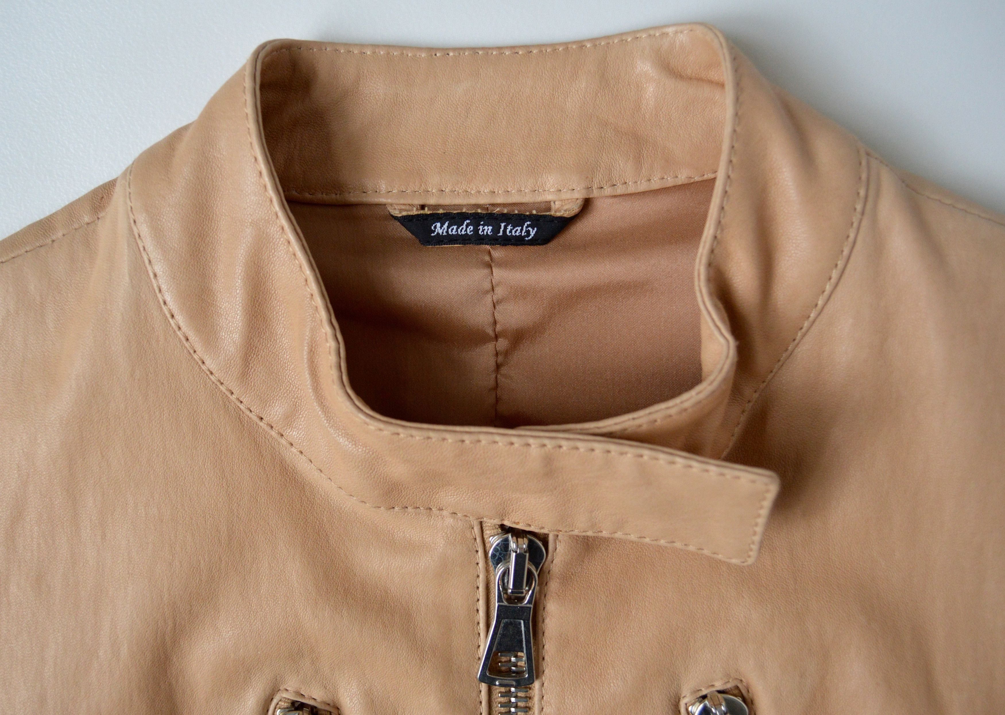 Maison Margiela S/S 13 Beige Leather ‘5 Zip’ Biker Vest Size S / US 4 / IT 40 - 3 Thumbnail