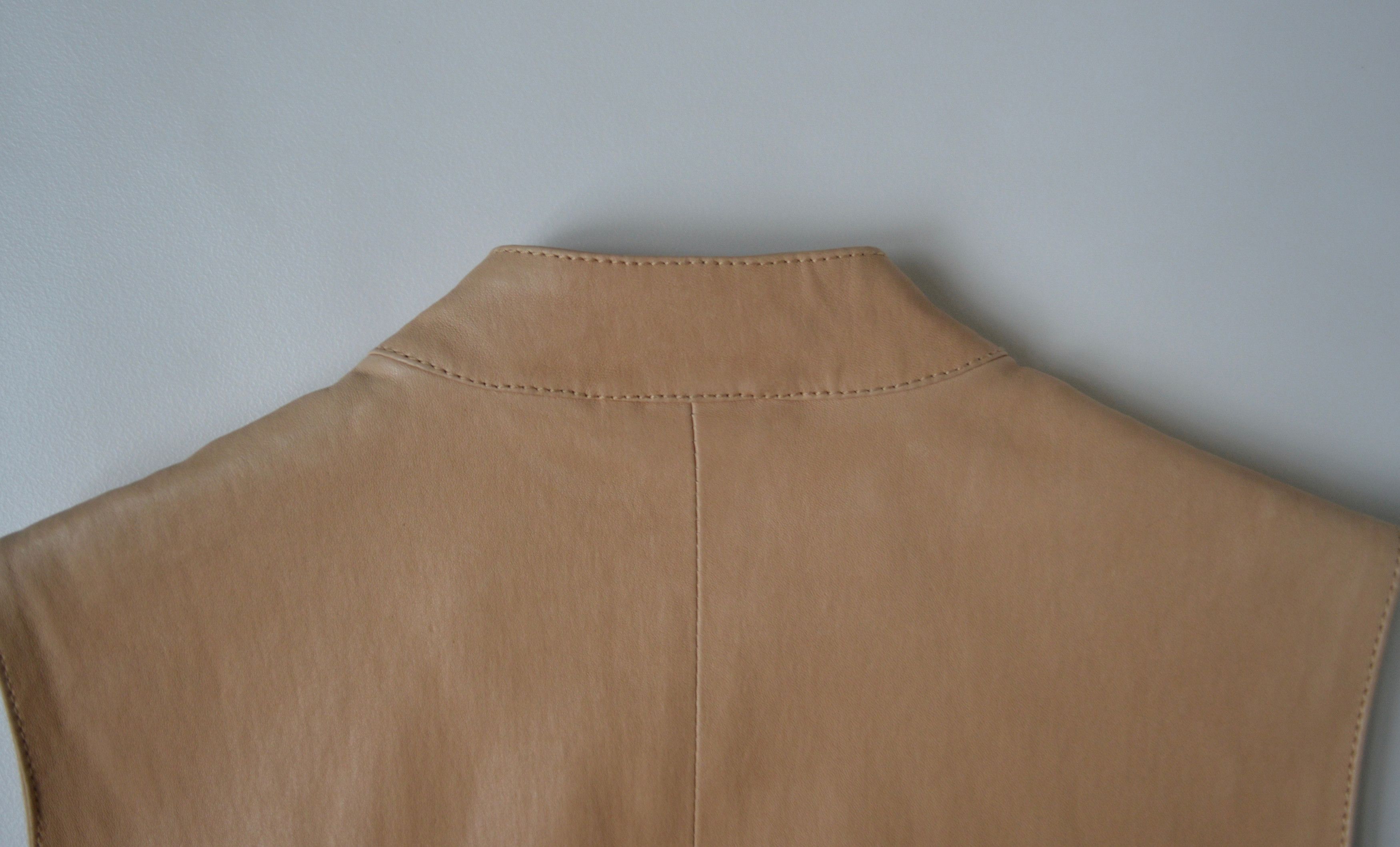 Maison Margiela S/S 13 Beige Leather ‘5 Zip’ Biker Vest Size S / US 4 / IT 40 - 10 Thumbnail