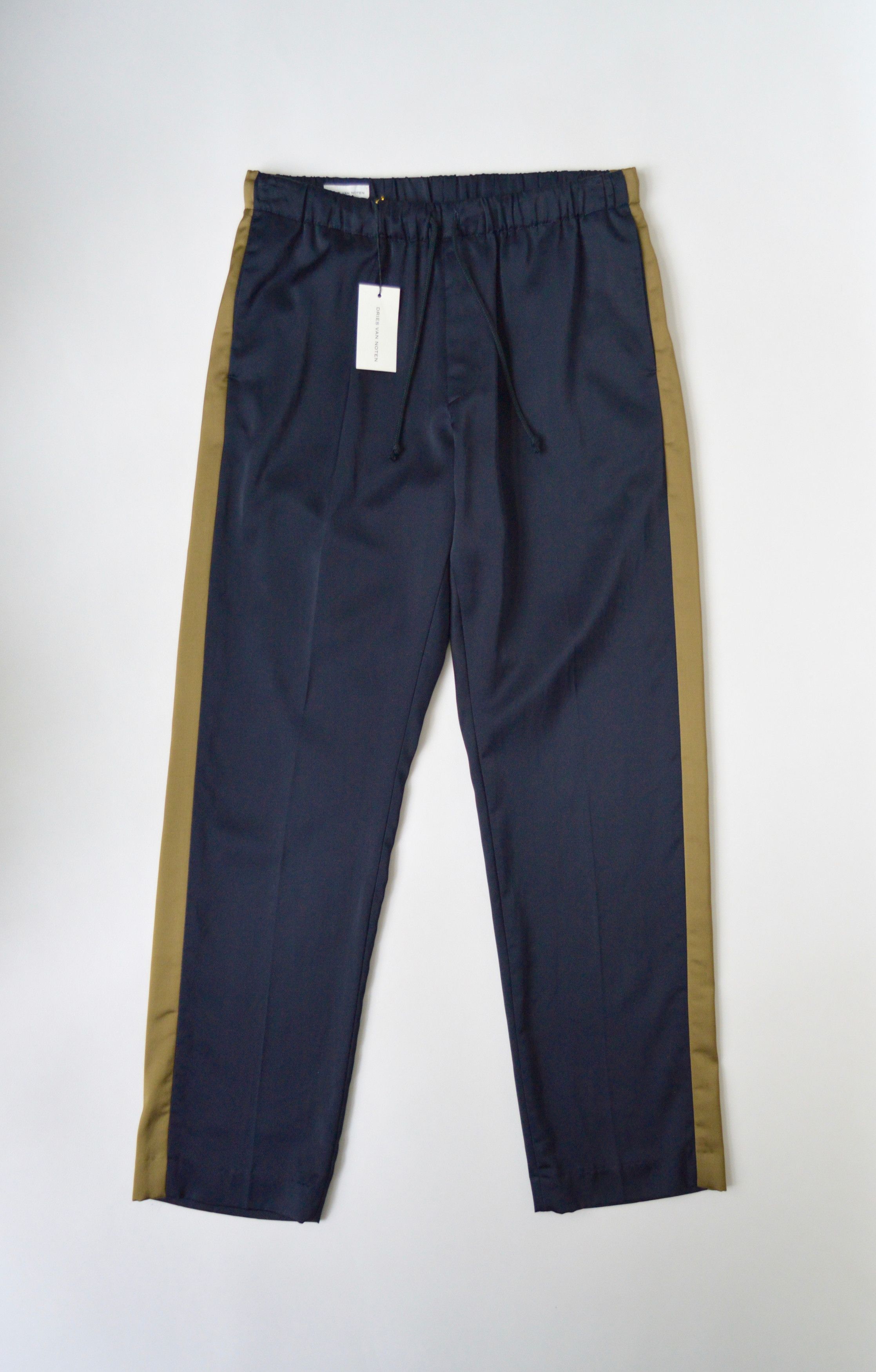 image of Dries Van Noten A/w 19 Satin Side Stripe 'perkino' Trousers in Blue, Men's (Size 34)