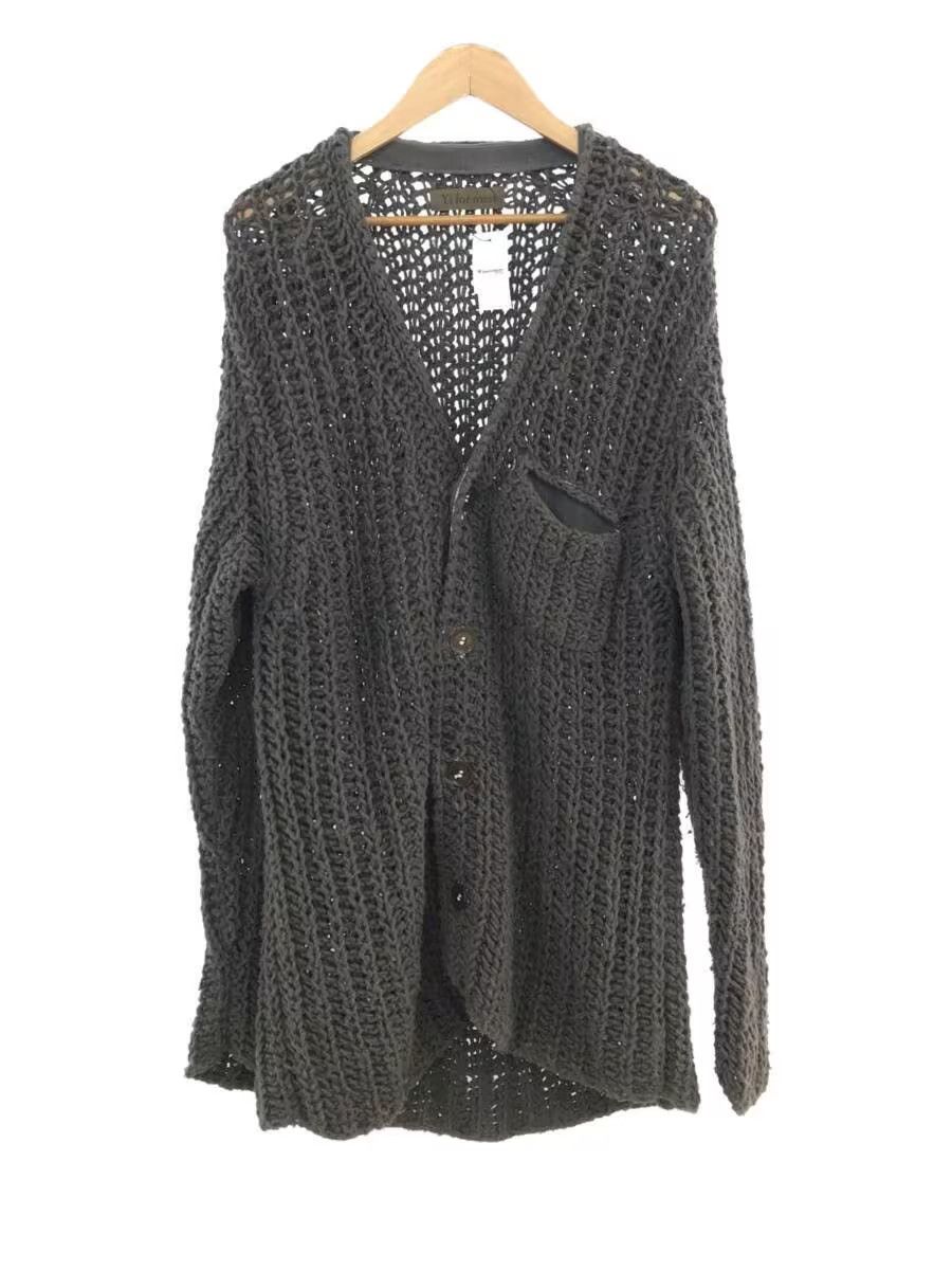 image of Yohji Yamamoto x YS For Men 90's Open Fish Net Knit Cardigan in Khaki Grey, Men's (Size Large)