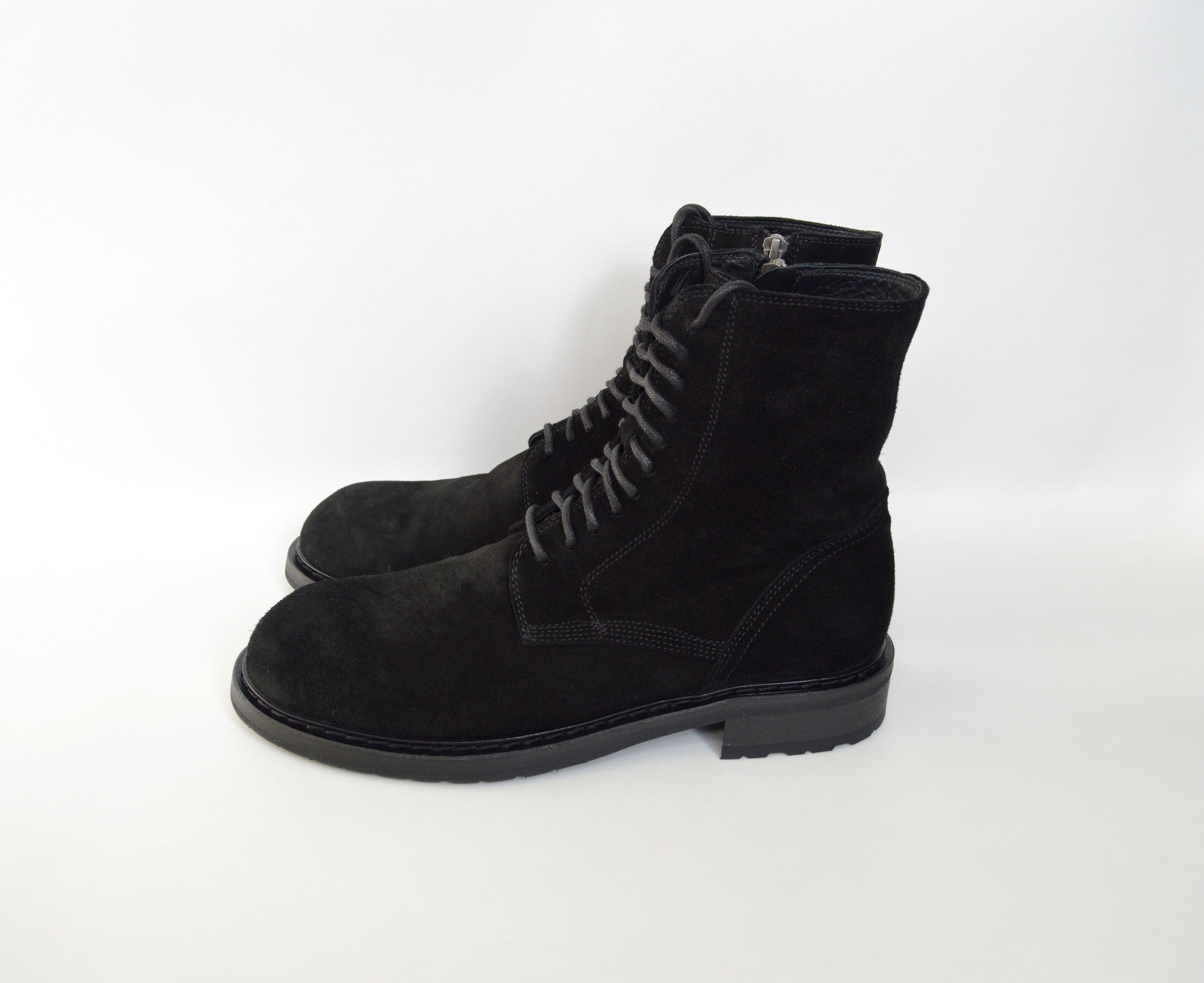 Pre-owned Ann Demeulemeester A/w 13 Black Suede Combat Boots