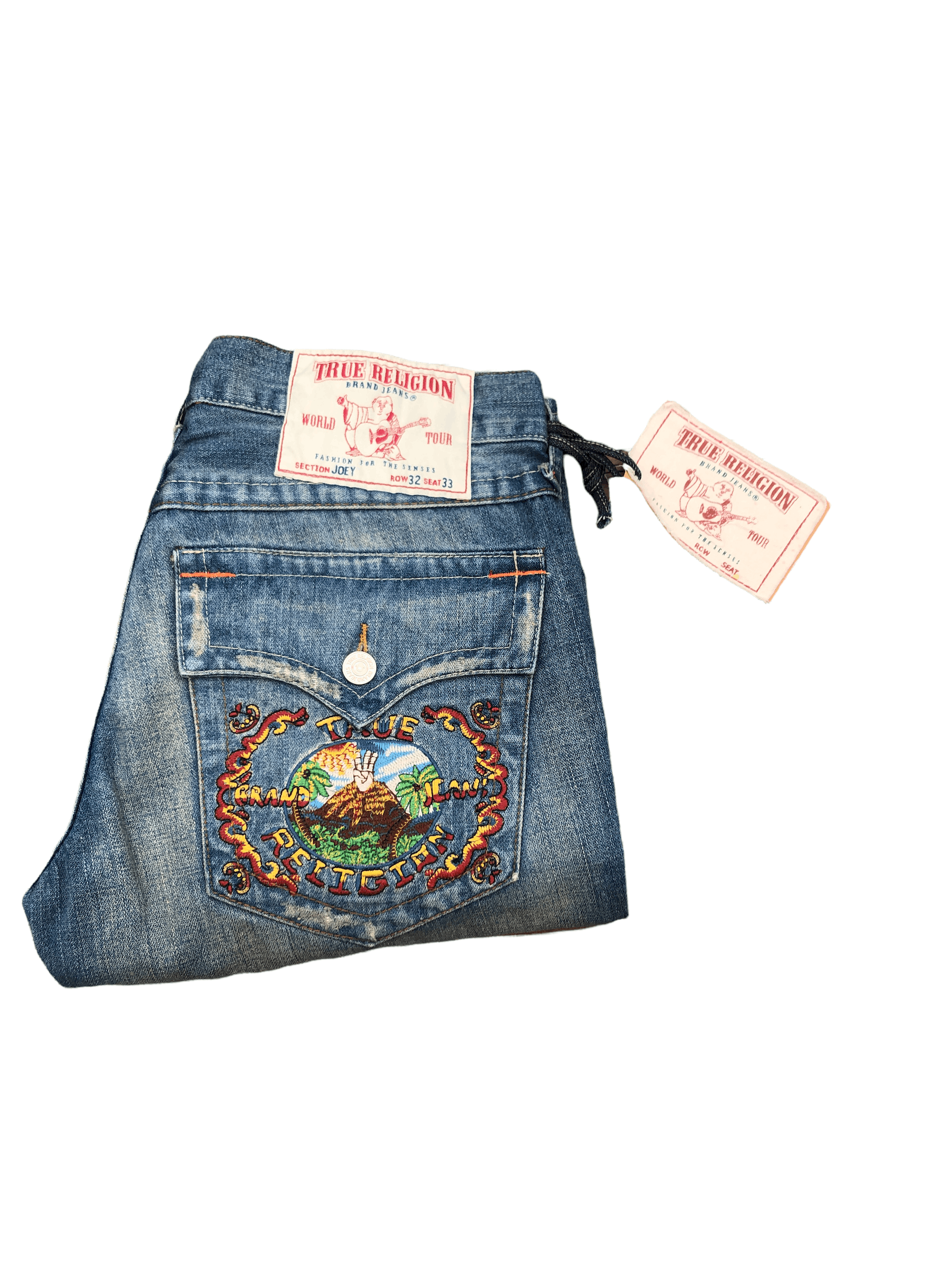 True Religion × Vintage True Religion Embroidered Jeans Size 32 JOEY Mountain Peace Size US 32 / EU 48 - 10 Thumbnail