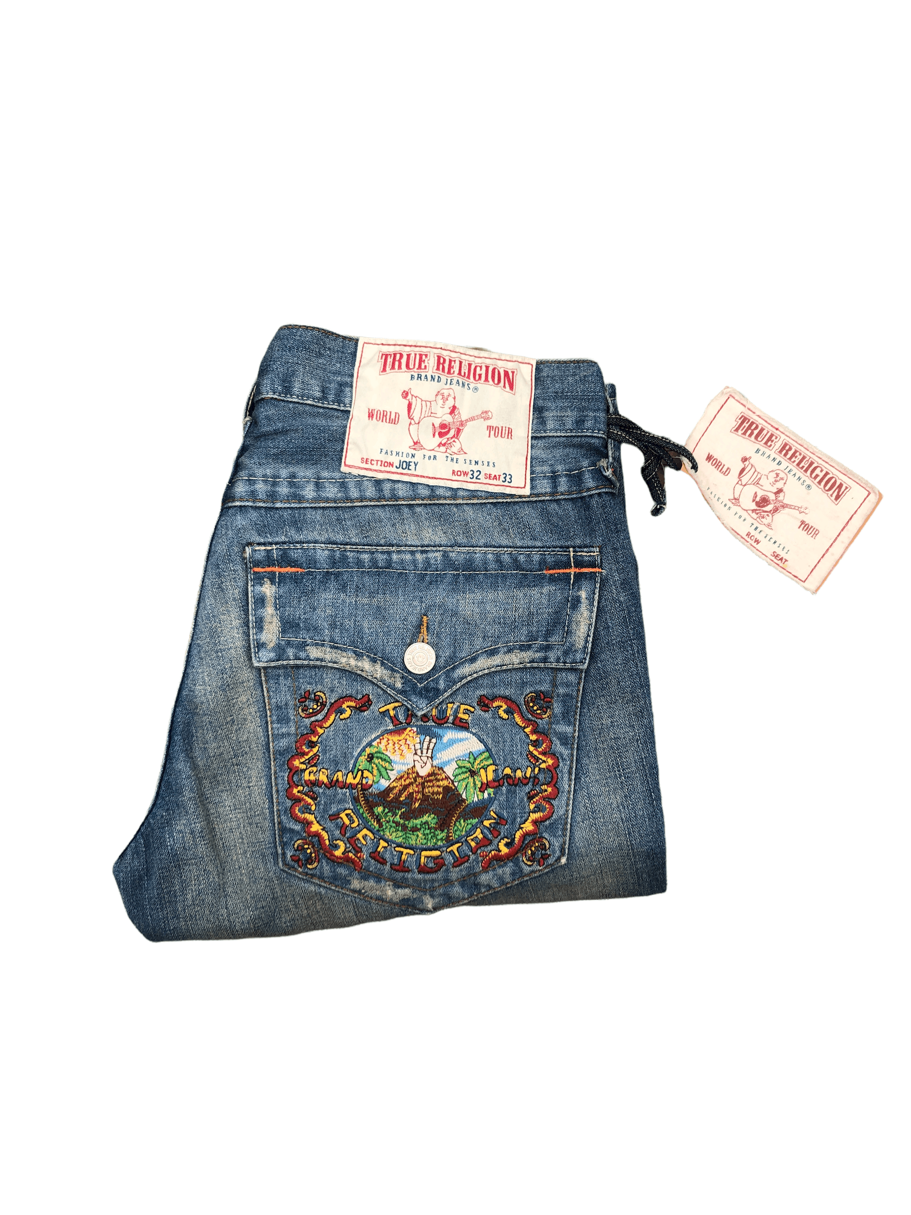 True Religion × Vintage True Religion Embroidered Jeans Size 32 JOEY Mountain Peace Size US 32 / EU 48 - 1 Thumbnail