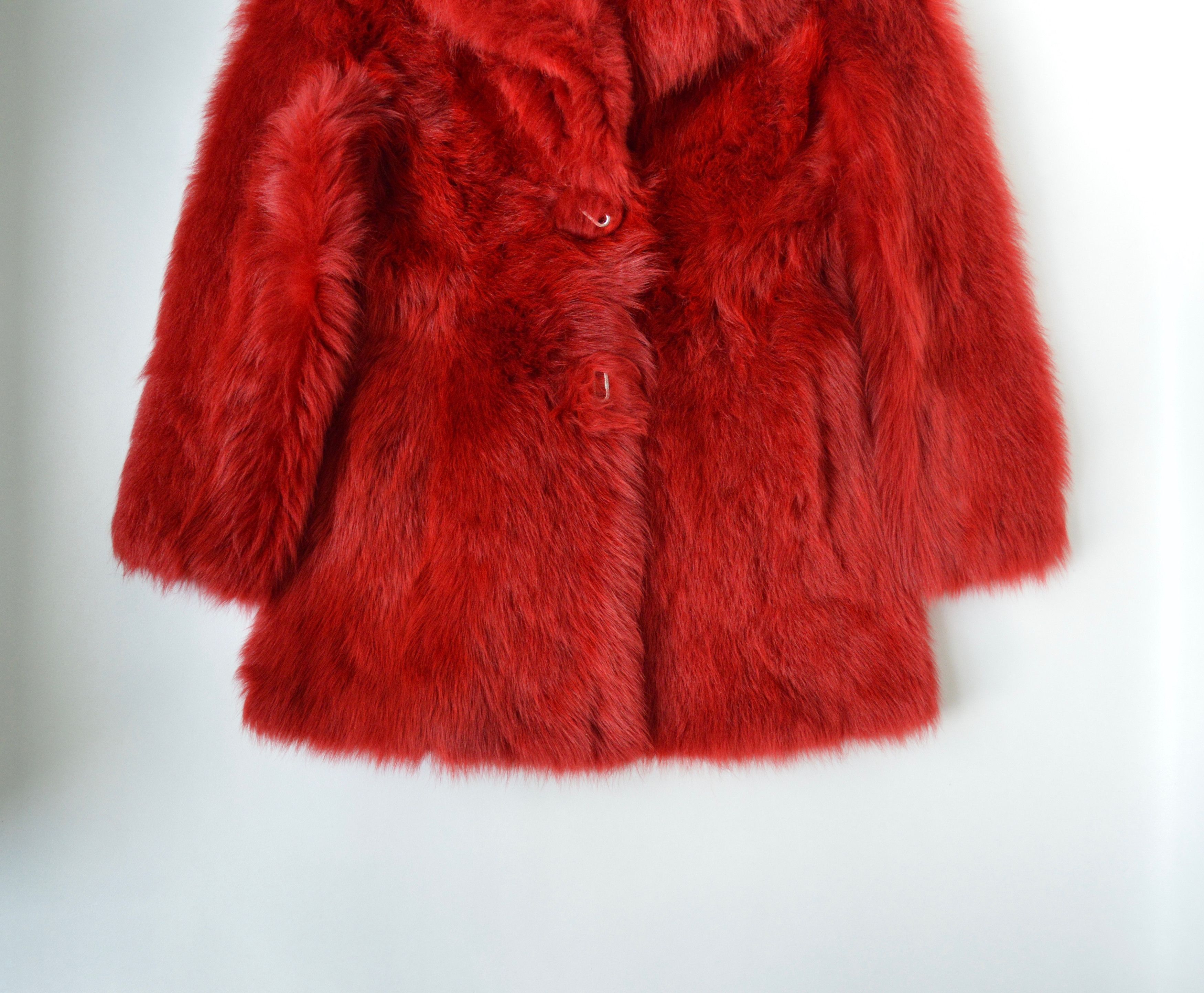 Prada A/W 17 Red Sheep Fur Leather Overcoat Size S / US 4 / IT 40 - 6 Thumbnail
