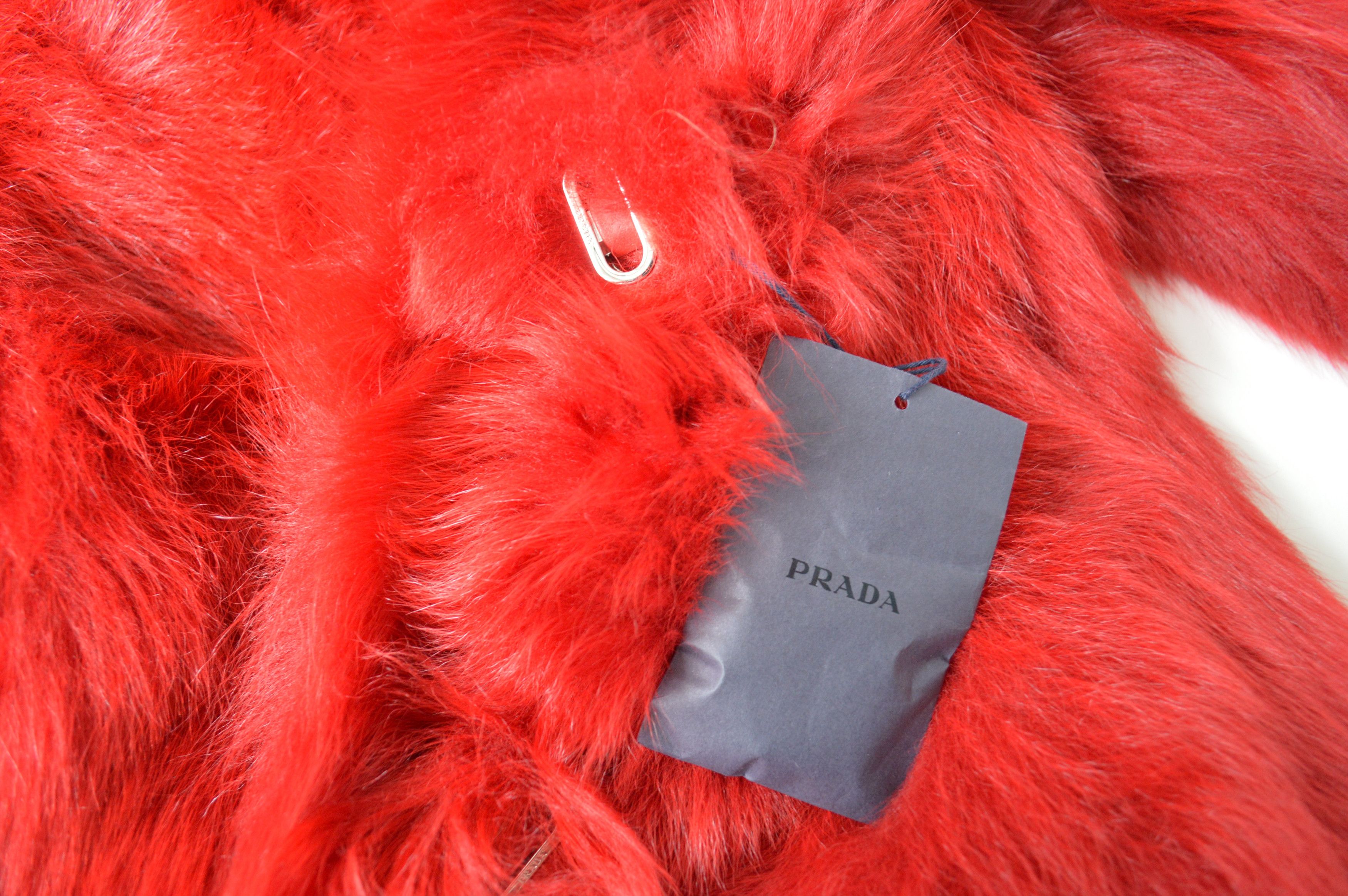 Prada A/W 17 Red Sheep Fur Leather Overcoat Size S / US 4 / IT 40 - 8 Thumbnail
