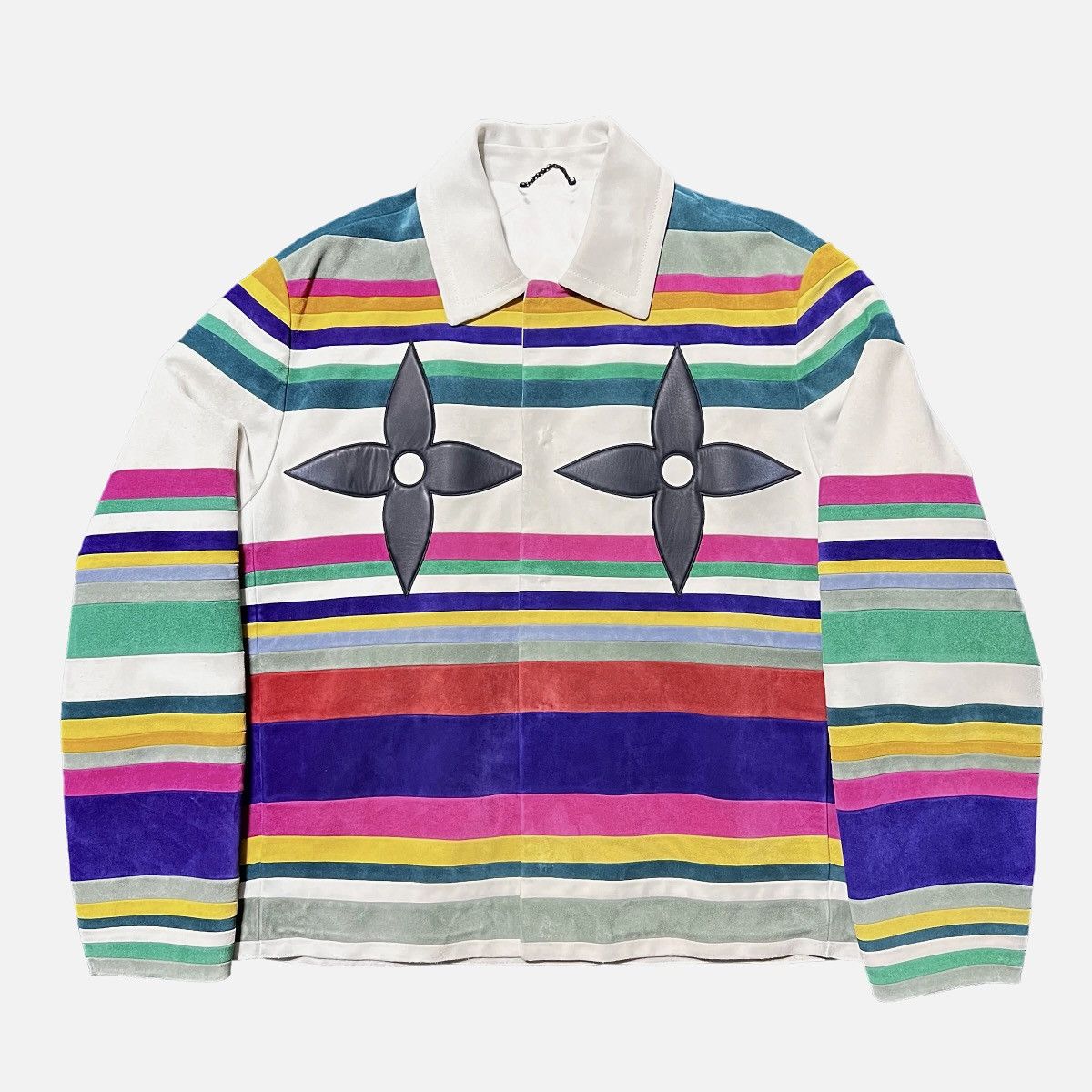image of Louis Vuitton 2021Ss Nubuck Leather Intarsia Admiral Jacket, Men's (Size Large)