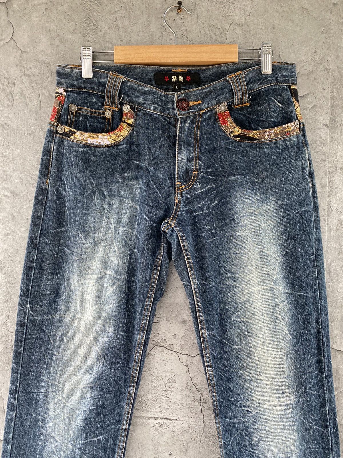 Japanese Brand × Vintage Karakuri Japan Embroidery Sukajan Multi Pocket Denim Pants Size US 30 / EU 46 - 10 Thumbnail