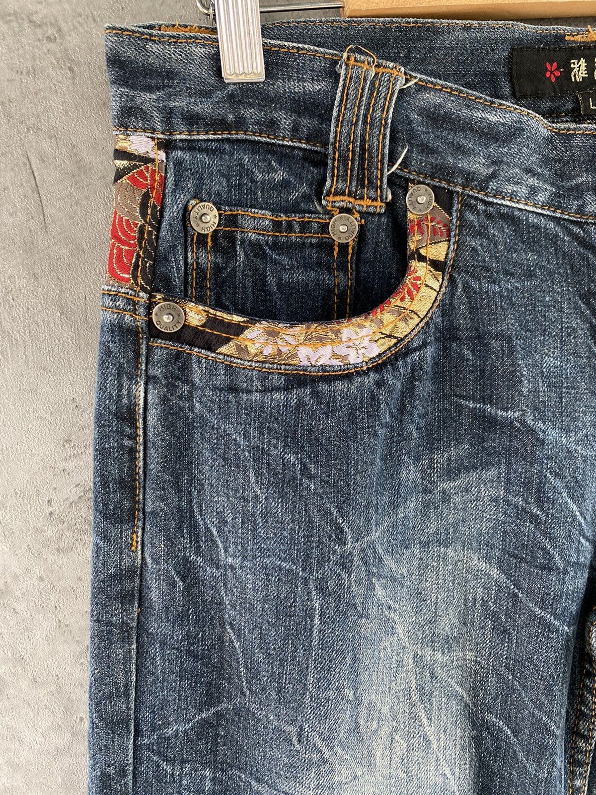 Japanese Brand × Vintage Karakuri Japan Embroidery Sukajan Multi Pocket Denim Pants Size US 30 / EU 46 - 12 Thumbnail