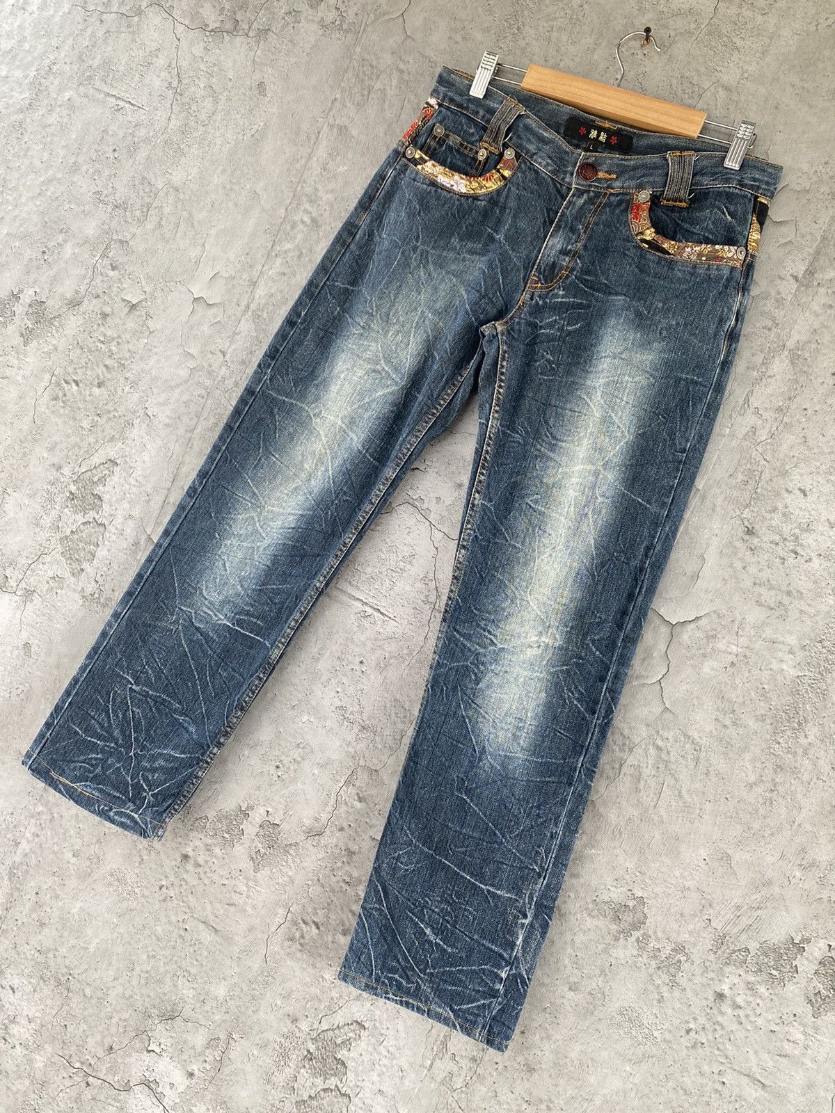 Japanese Brand × Vintage Karakuri Japan Embroidery Sukajan Multi Pocket Denim Pants Size US 30 / EU 46 - 9 Thumbnail