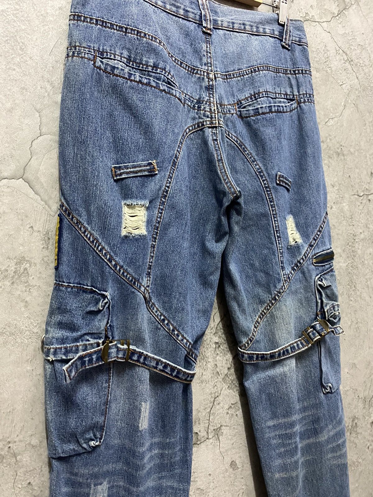 Japanese Brand × Vintage Zex Japan Cargo Bondage Patched distressed Denim Pants Size US 30 / EU 46 - 15 Thumbnail
