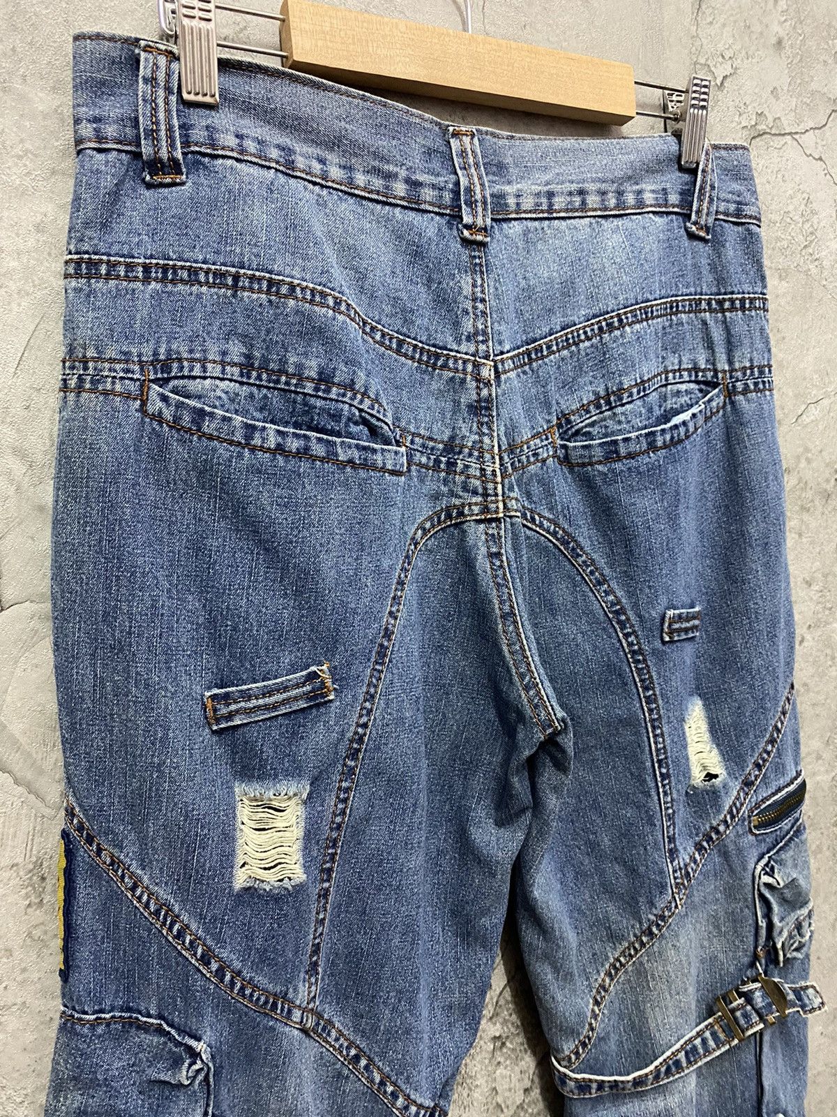 Japanese Brand × Vintage Zex Japan Cargo Bondage Patched distressed Denim Pants Size US 30 / EU 46 - 17 Thumbnail