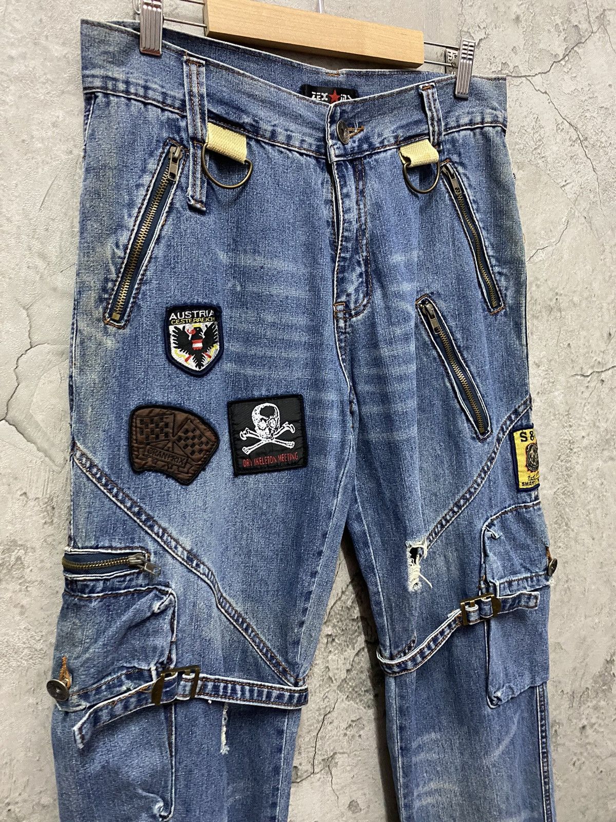 Japanese Brand × Vintage Zex Japan Cargo Bondage Patched distressed Denim Pants Size US 30 / EU 46 - 8 Thumbnail
