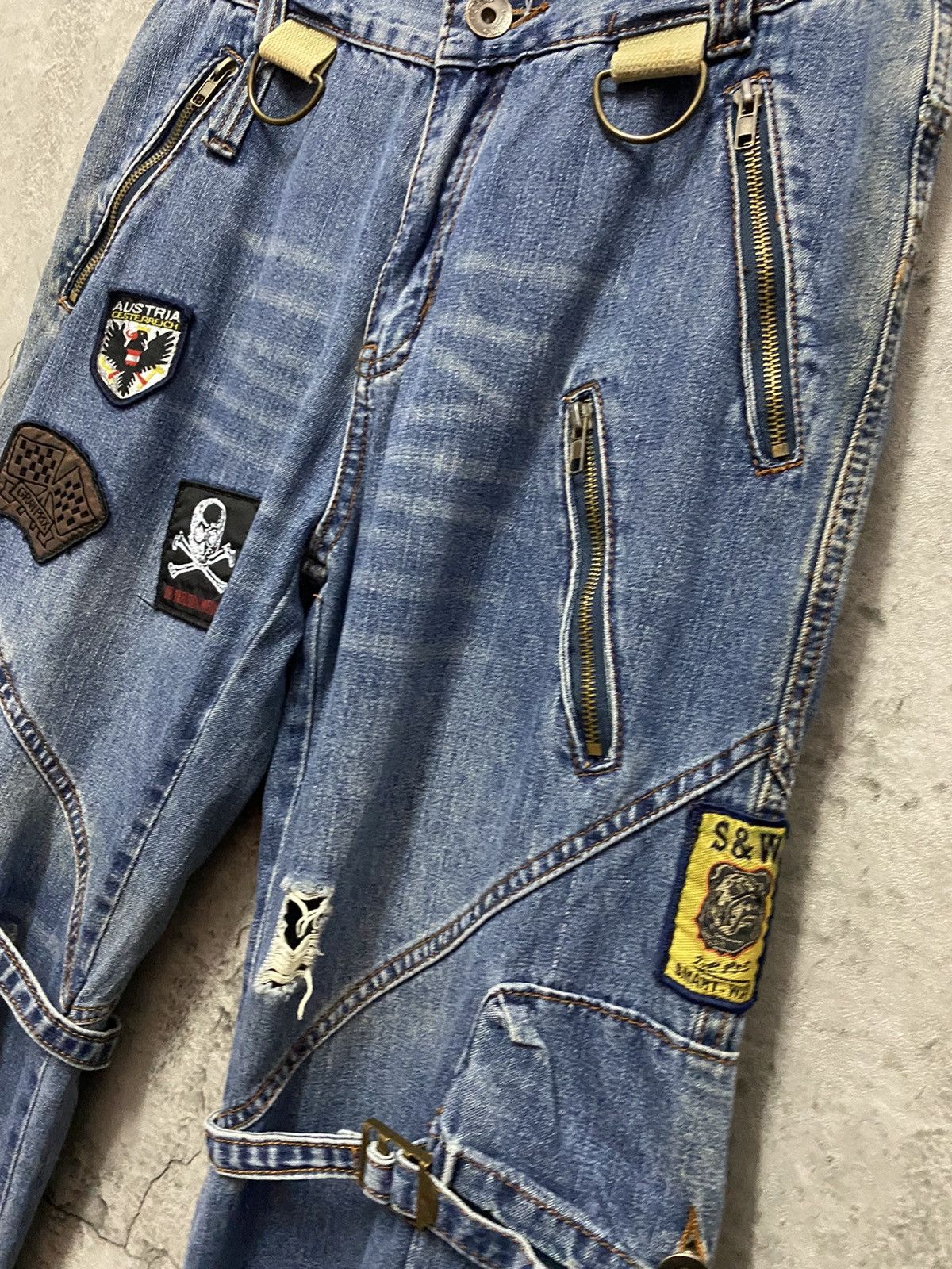 Japanese Brand × Vintage Zex Japan Cargo Bondage Patched distressed Denim Pants Size US 30 / EU 46 - 9 Thumbnail