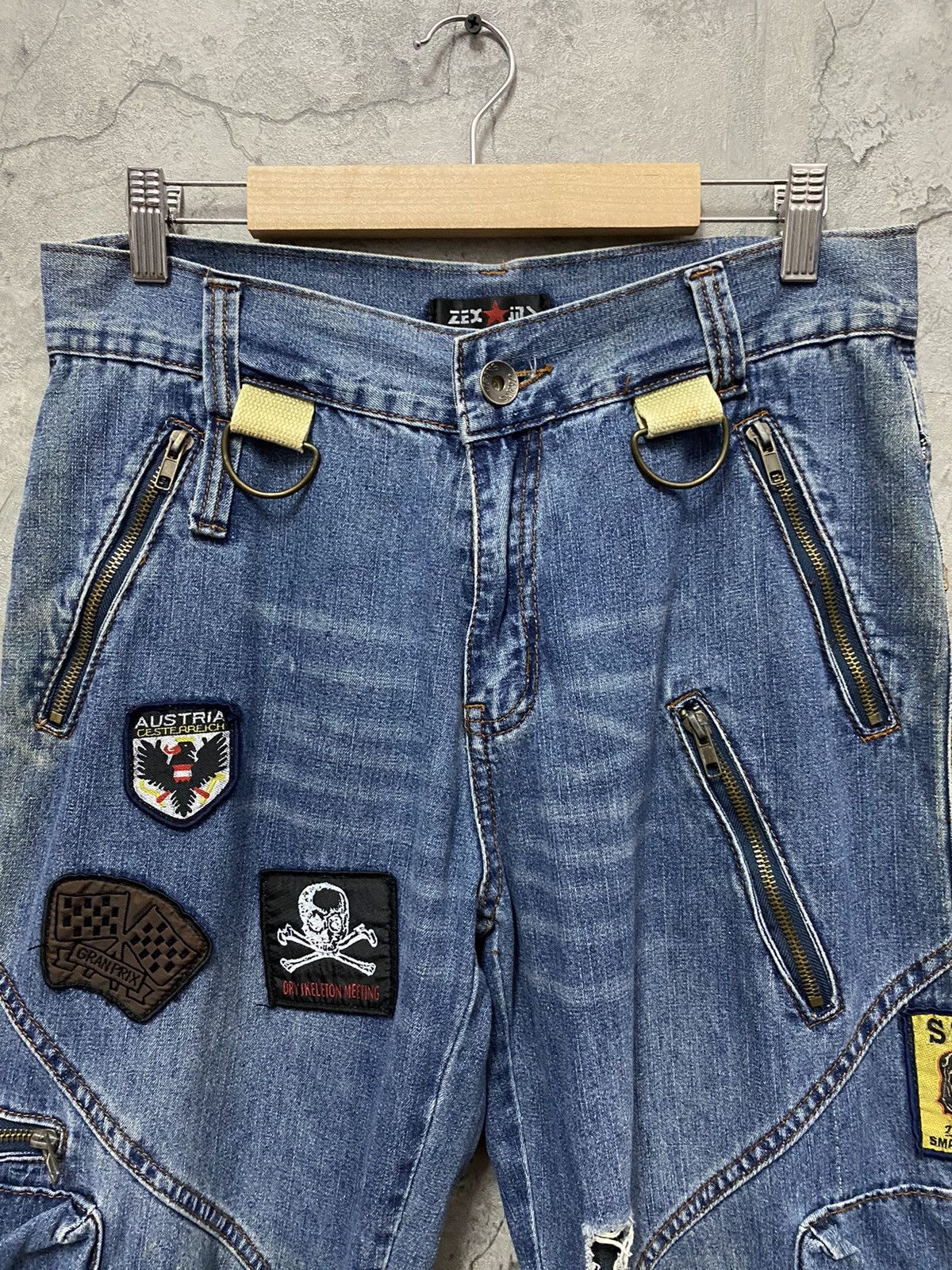 Japanese Brand × Vintage Zex Japan Cargo Bondage Patched distressed Denim Pants Size US 30 / EU 46 - 10 Thumbnail