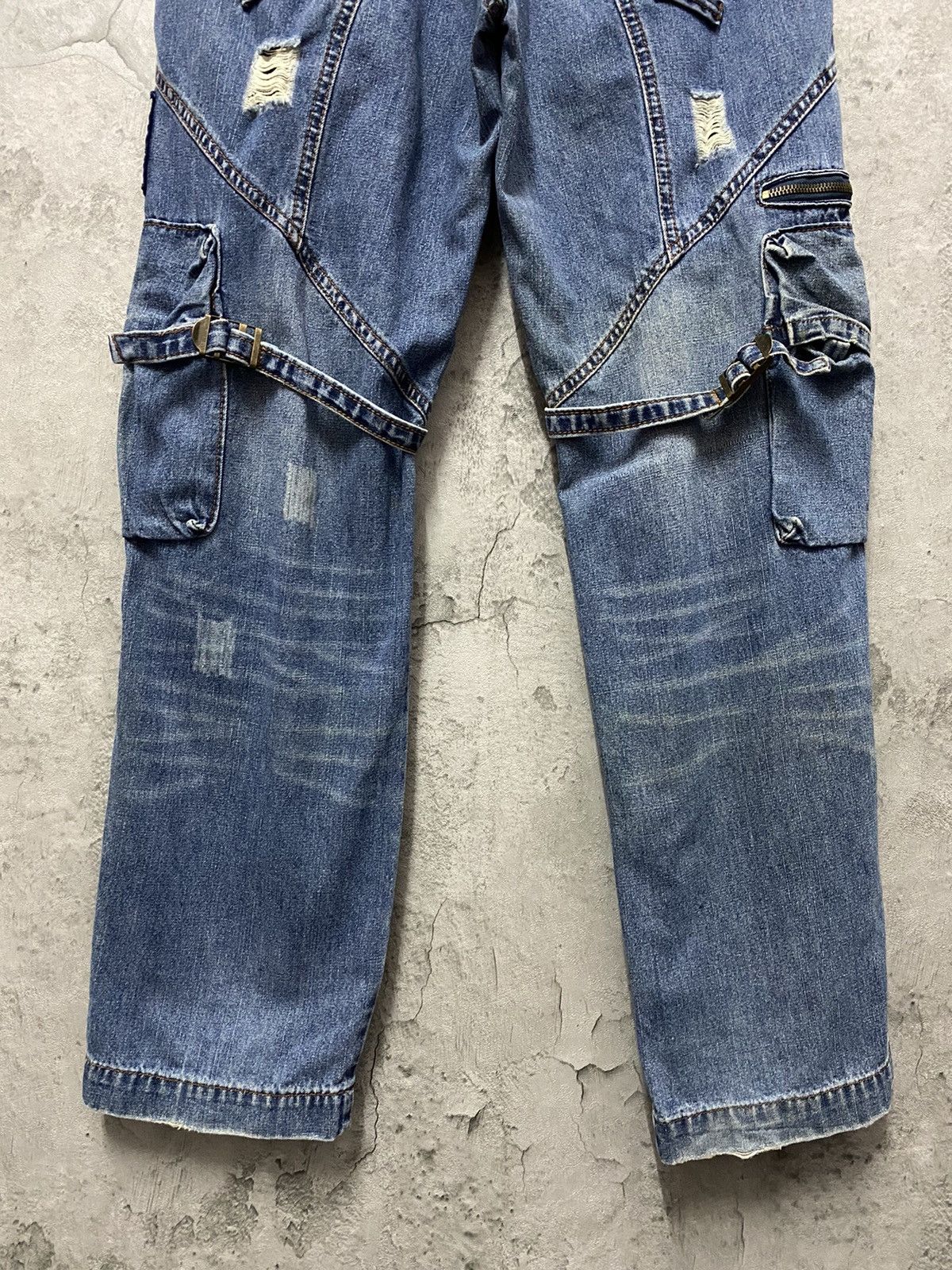 Japanese Brand × Vintage Zex Japan Cargo Bondage Patched distressed Denim Pants Size US 30 / EU 46 - 14 Thumbnail