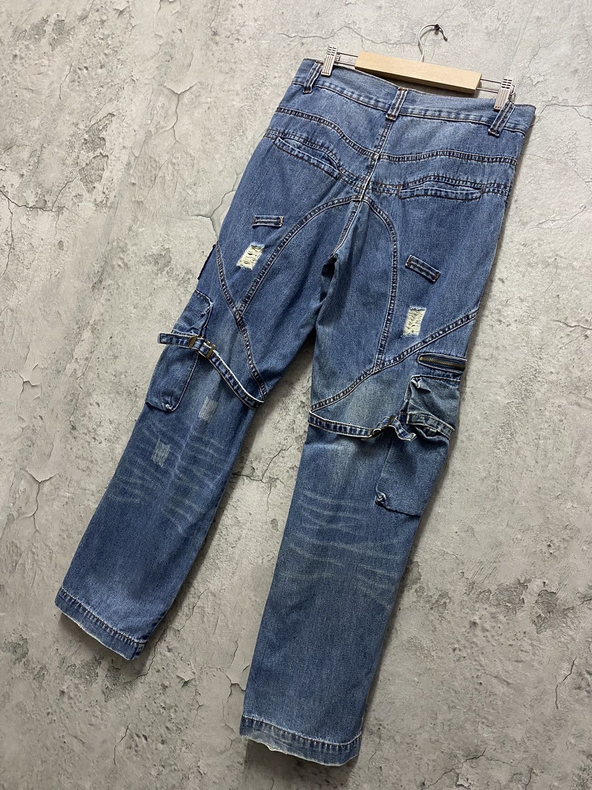 Japanese Brand × Vintage Zex Japan Cargo Bondage Patched distressed Denim Pants Size US 30 / EU 46 - 12 Thumbnail