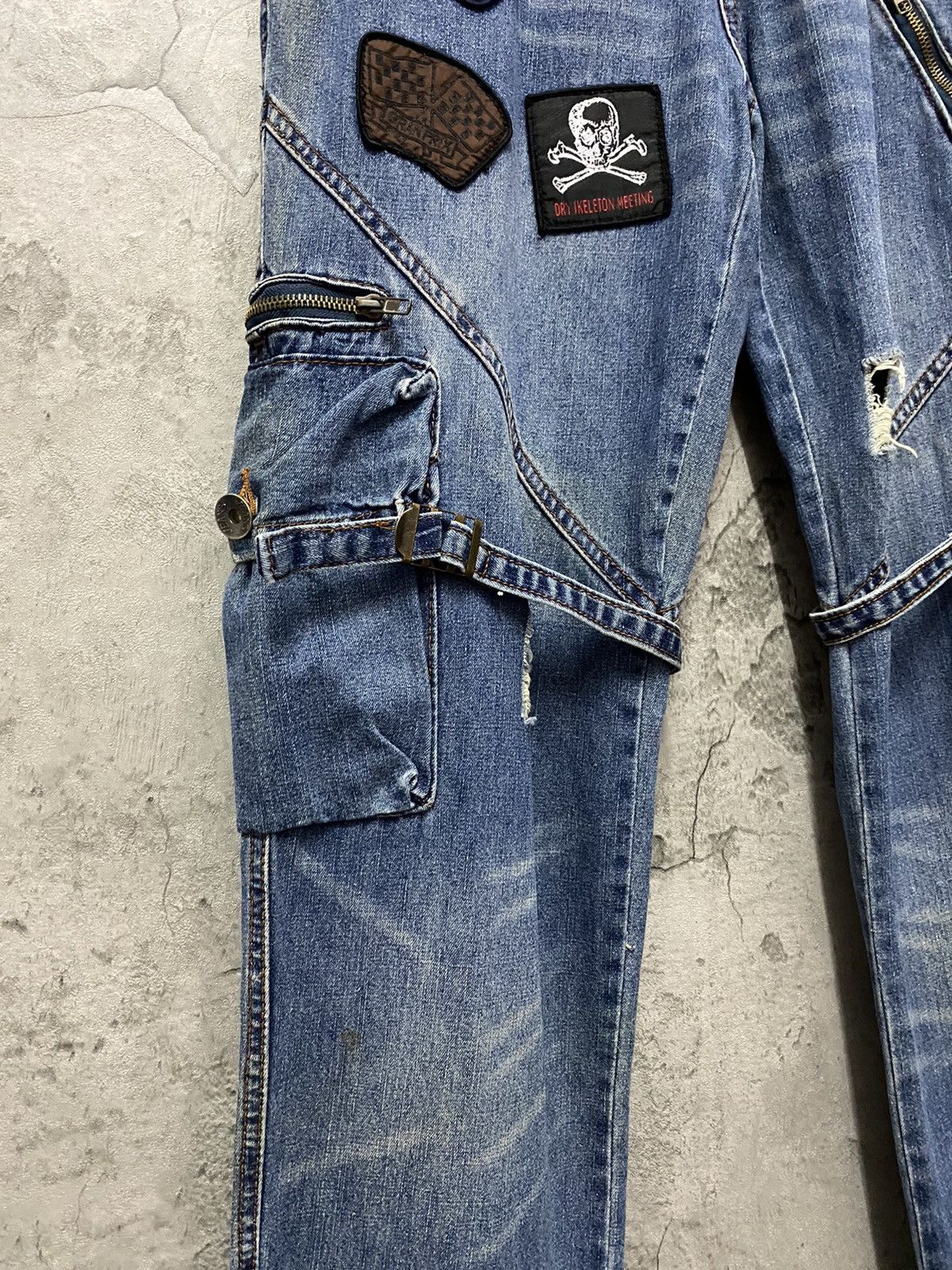 Japanese Brand × Vintage Zex Japan Cargo Bondage Patched distressed Denim Pants Size US 30 / EU 46 - 5 Thumbnail