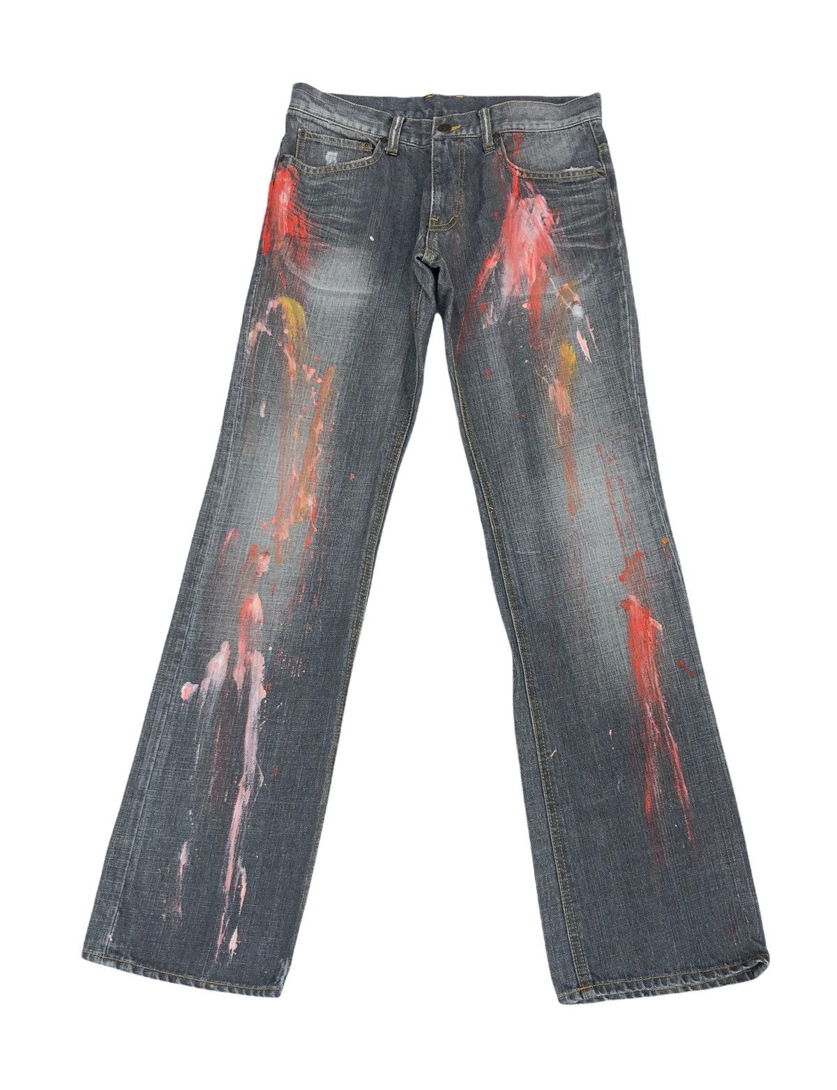 Nicole Club Japanese Nicole Club For Men Custom Painted Flare Jeans Size US 31 - 1 Thumbnail