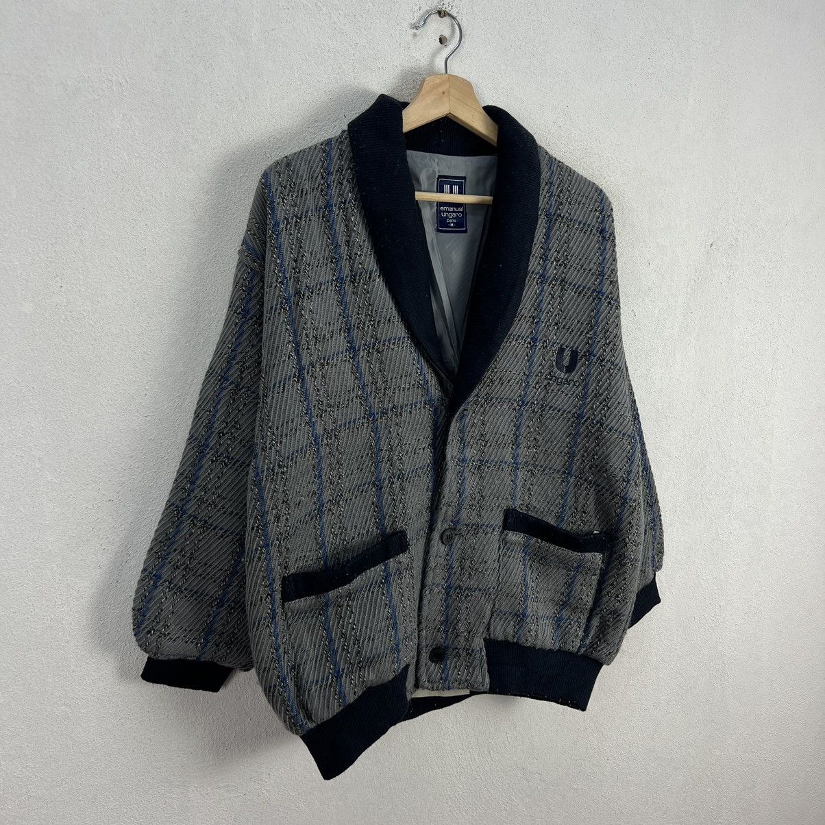 Japanese Brand VINTAGE CARDIGAN EMANUEL UNGARO PARIS JAPAN TARTAN DESIGN Size US M / EU 48-50 / 2 - 2 Thumbnail