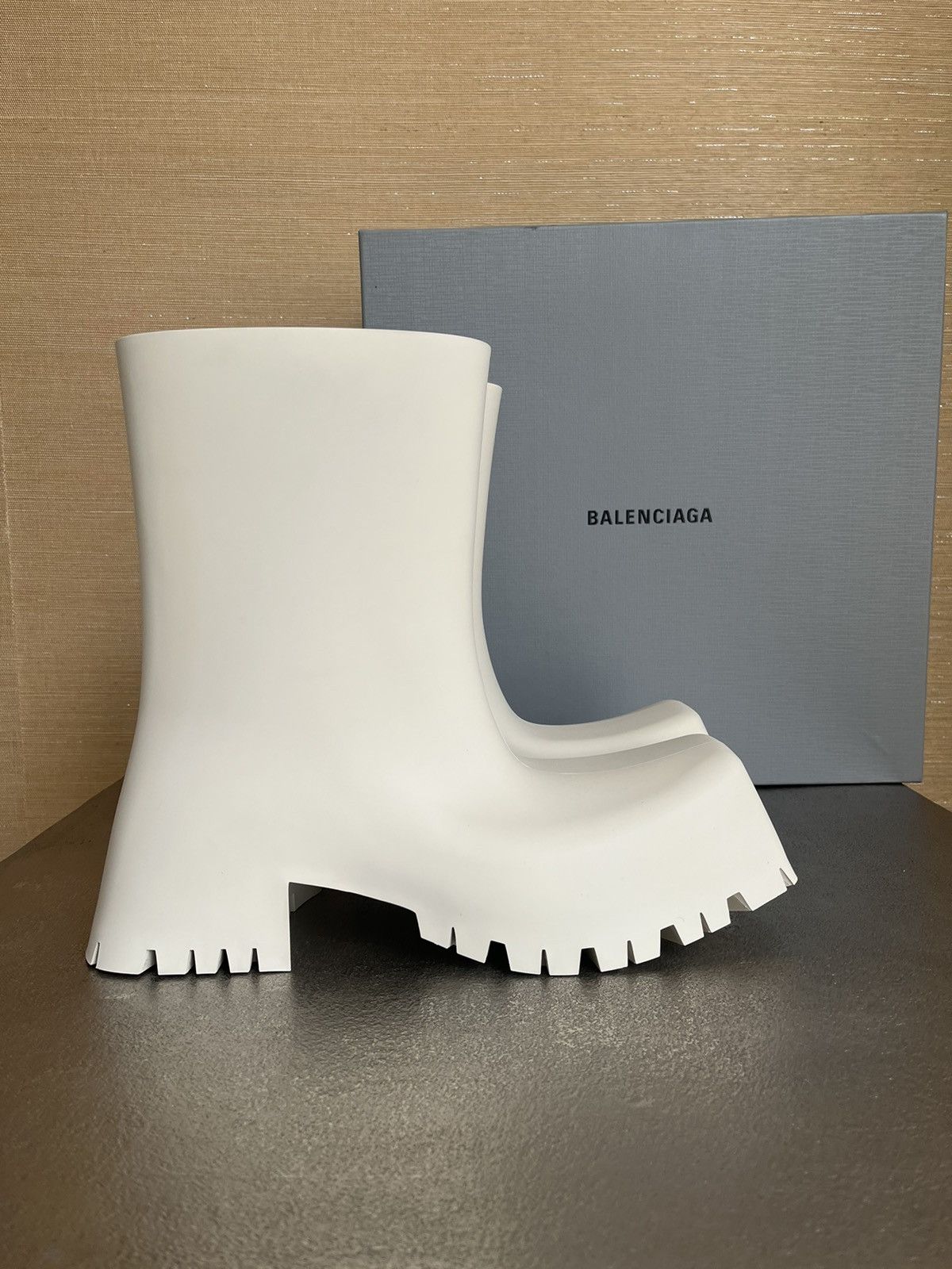 image of Balenciaga Trooper Rubber Boots In Beige, Men's (Size 10)