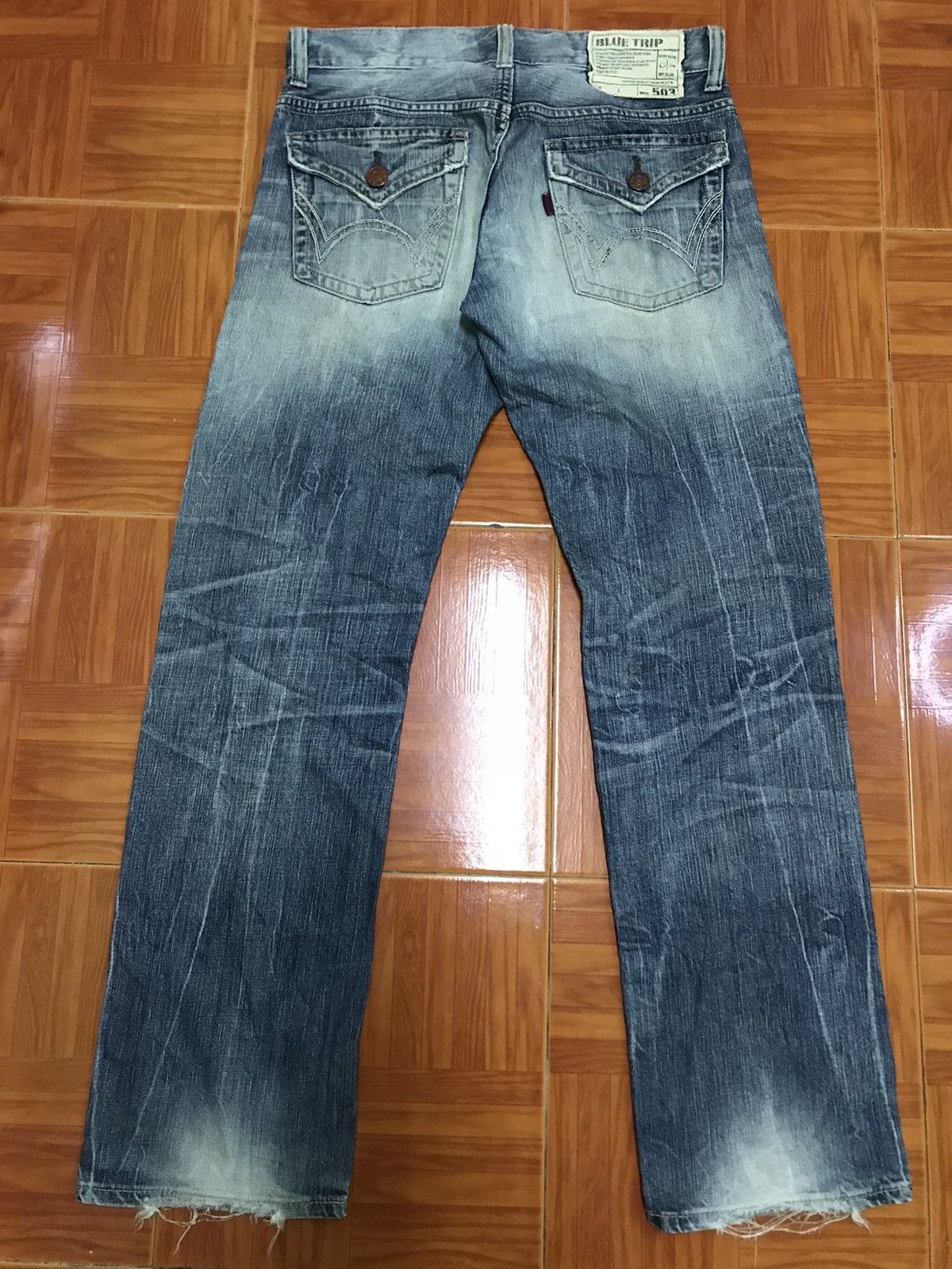 Edwin DISTRESSED ‼️‼️Blue Trip Edwin 503 Denim jeans 👖 Nice Design Size US 32 / EU 48 - 2 Thumbnail