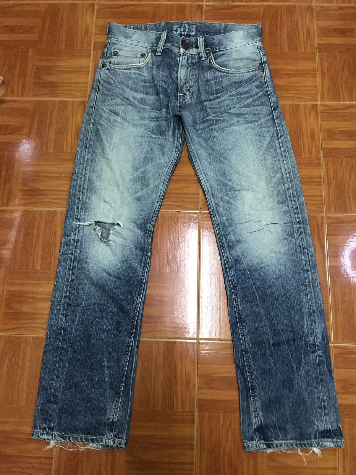 Edwin DISTRESSED ‼️‼️Blue Trip Edwin 503 Denim jeans 👖 Nice Design Size US 32 / EU 48 - 1 Thumbnail